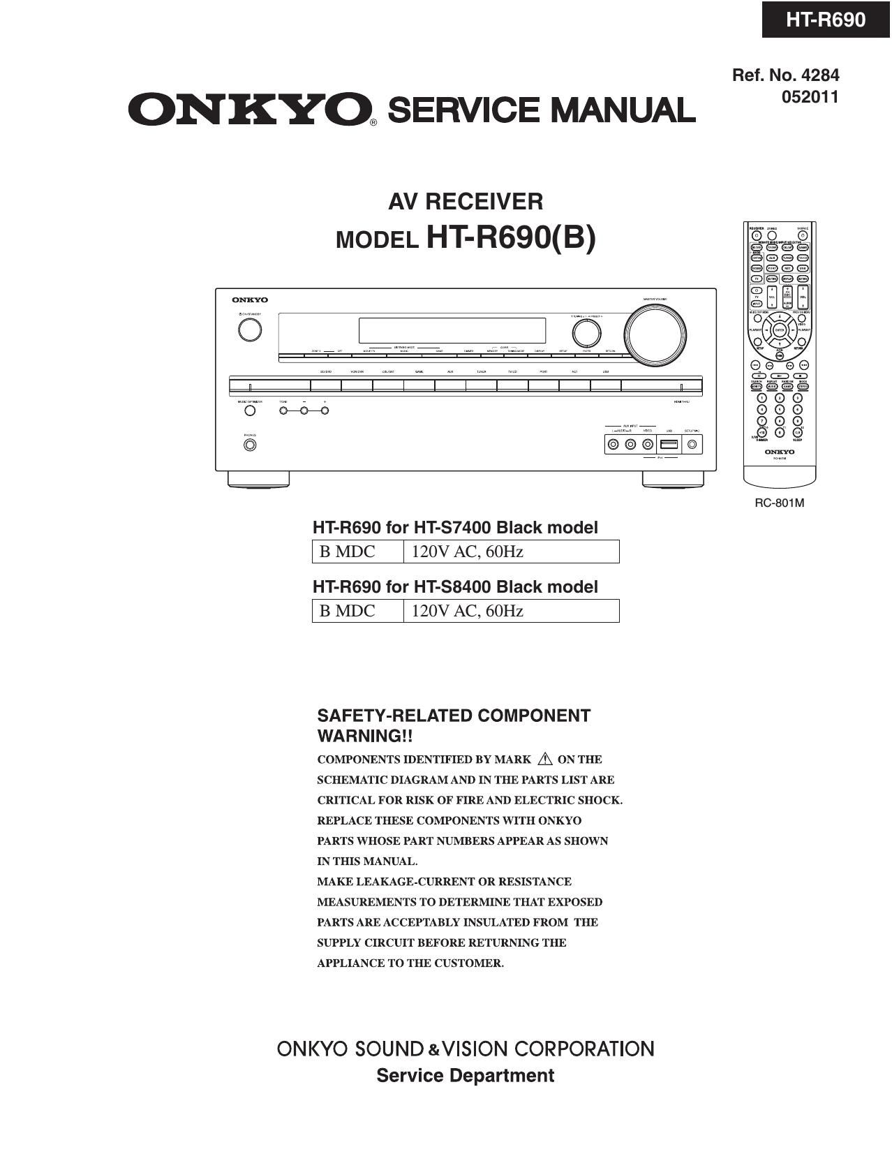 Onkyo HTR 690 Service Manual