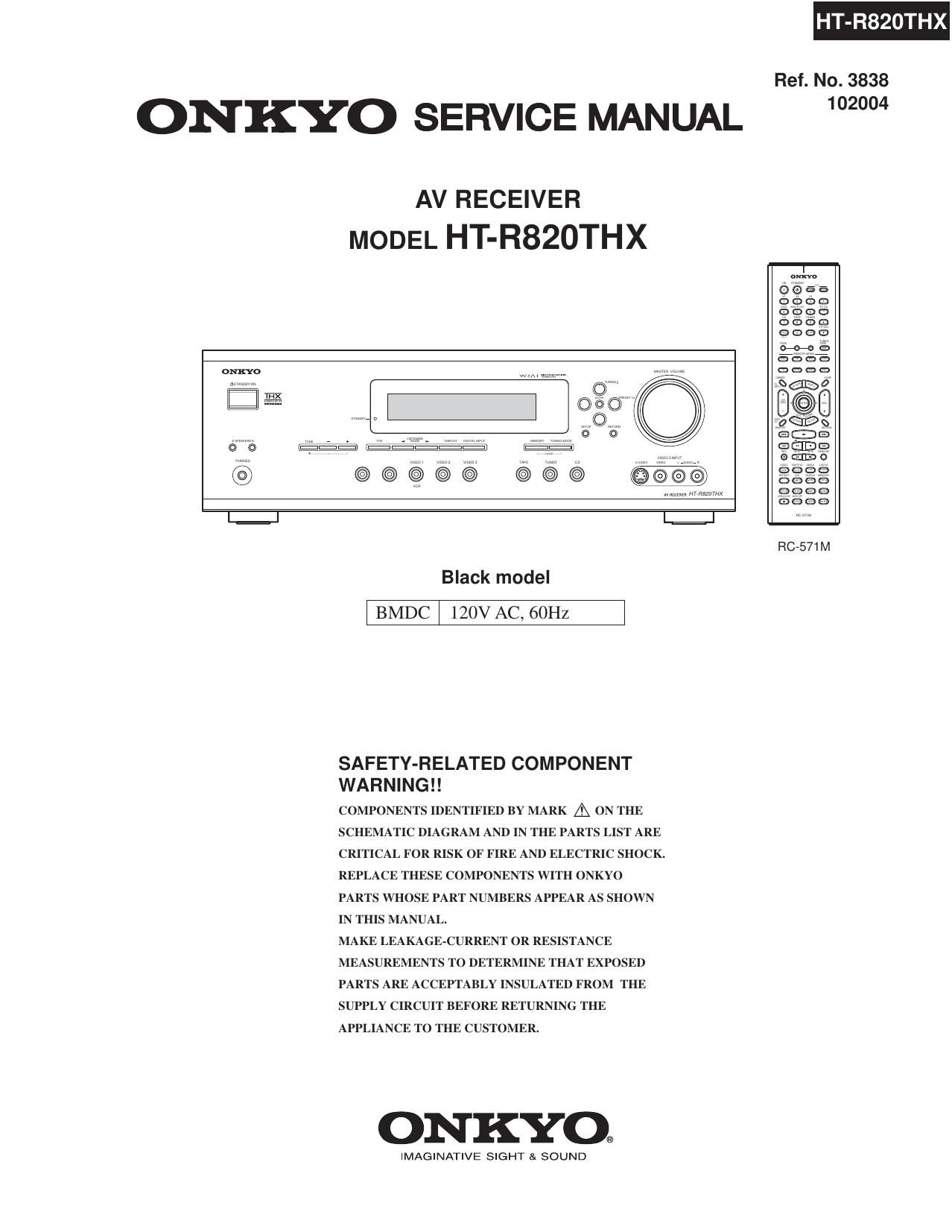 Onkyo HTR 820 THX Service Manual