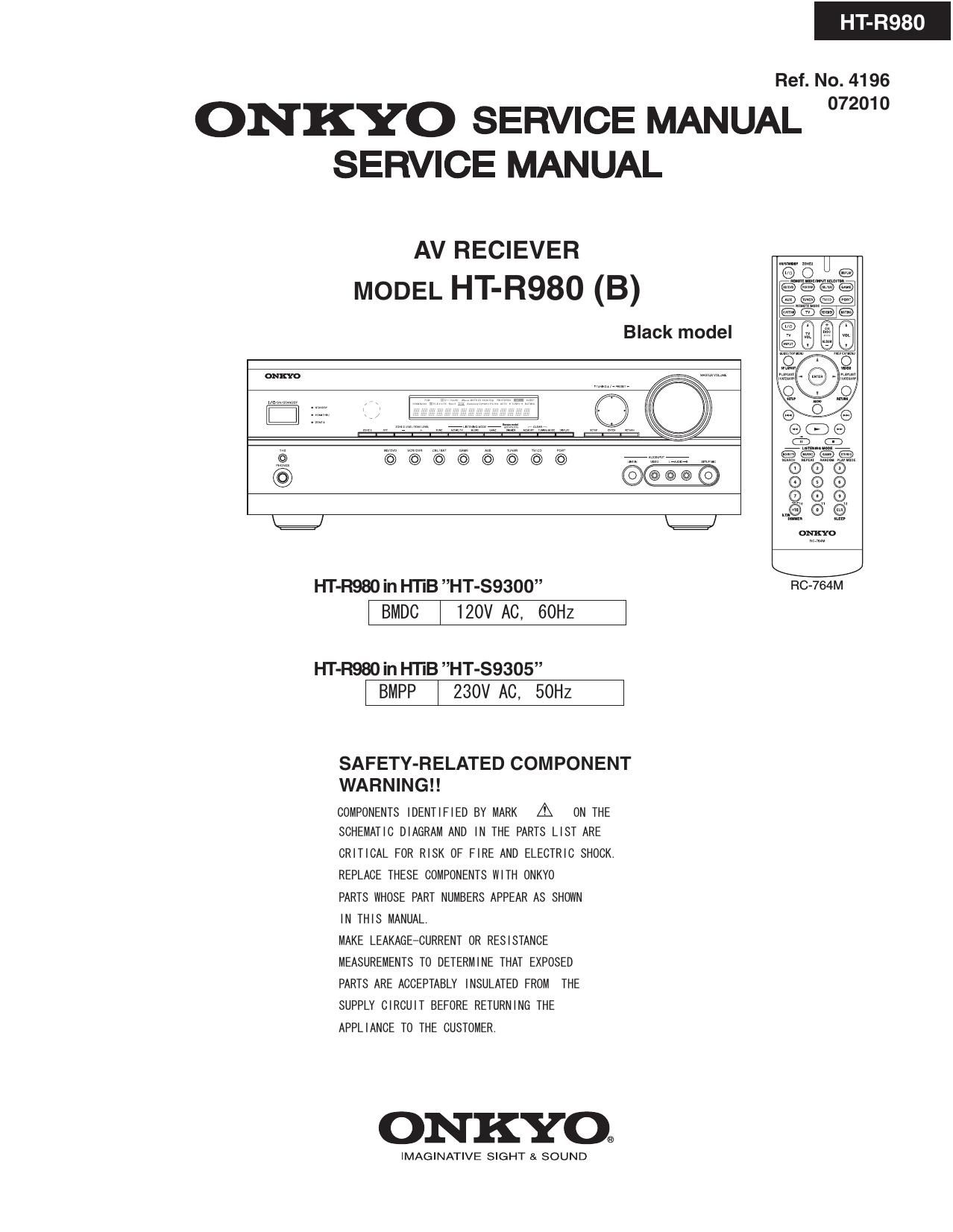 Onkyo HTR 980 Service Manual