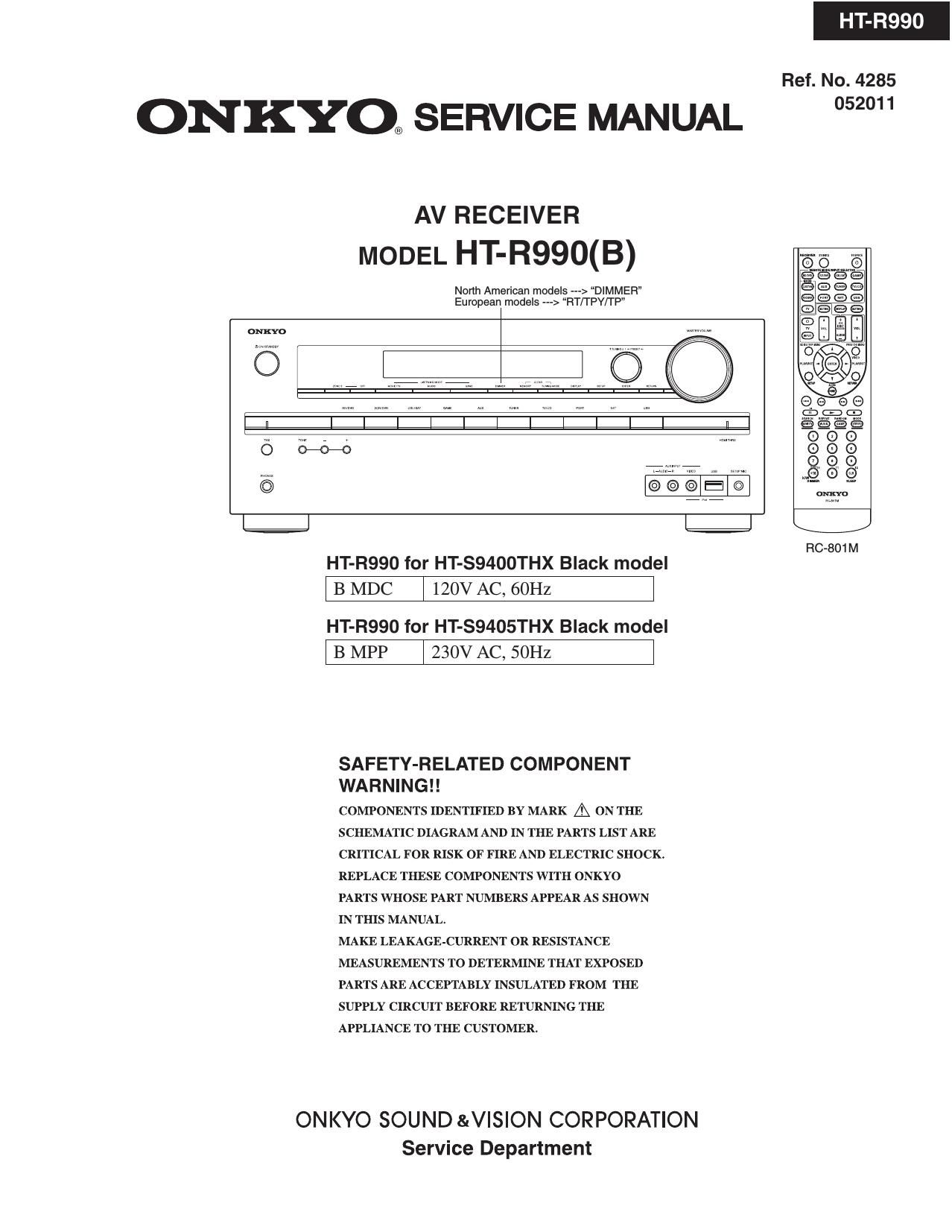 Onkyo HTR 990 Service Manual