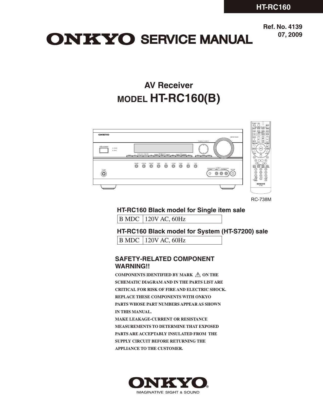 Onkyo HTRC 160 Service Manual