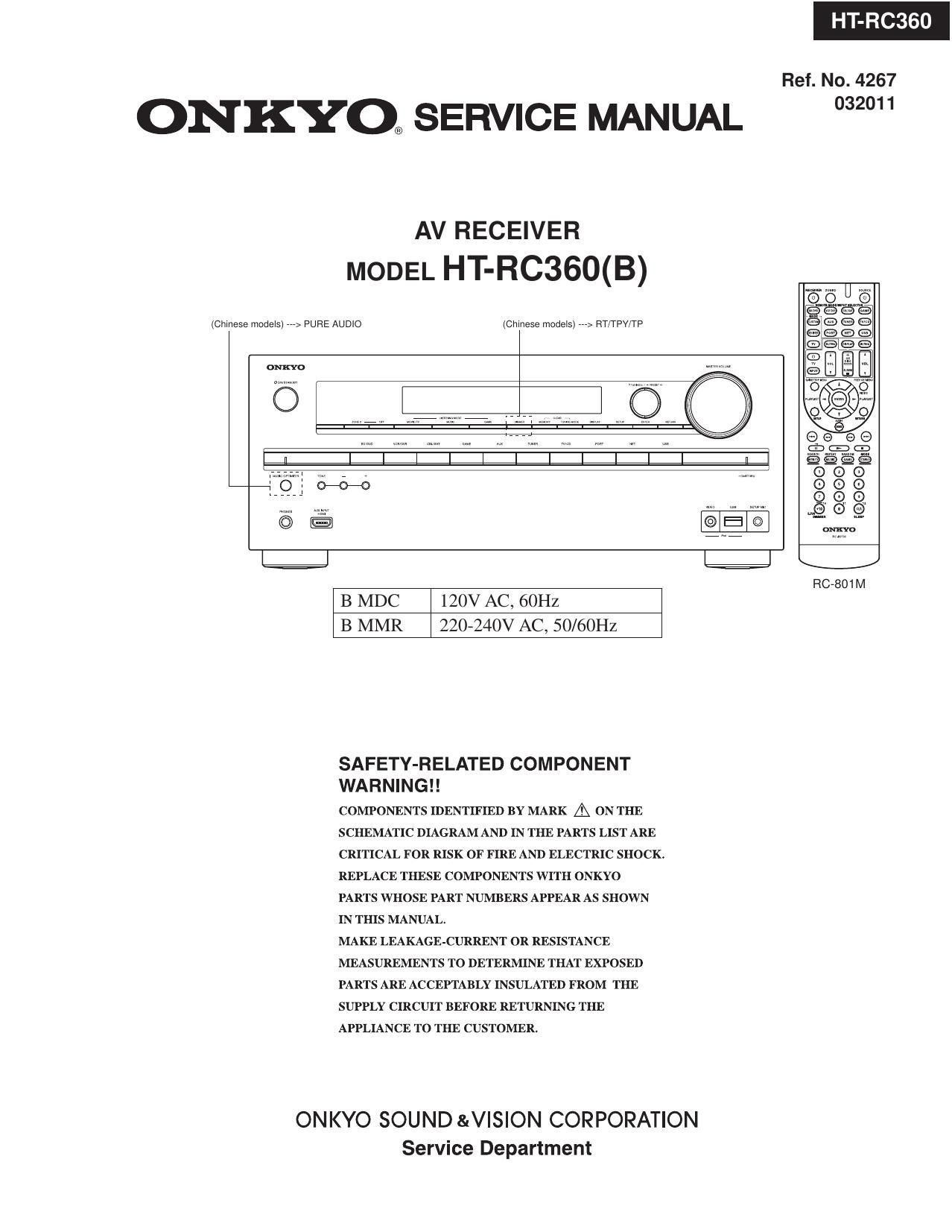 Onkyo HTRC 360 Service Manual