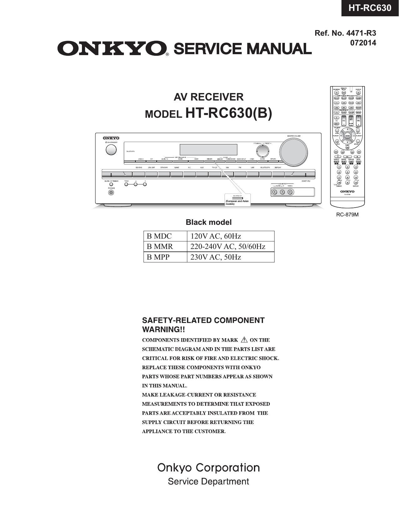 Onkyo HTRC 630 B Service Manual