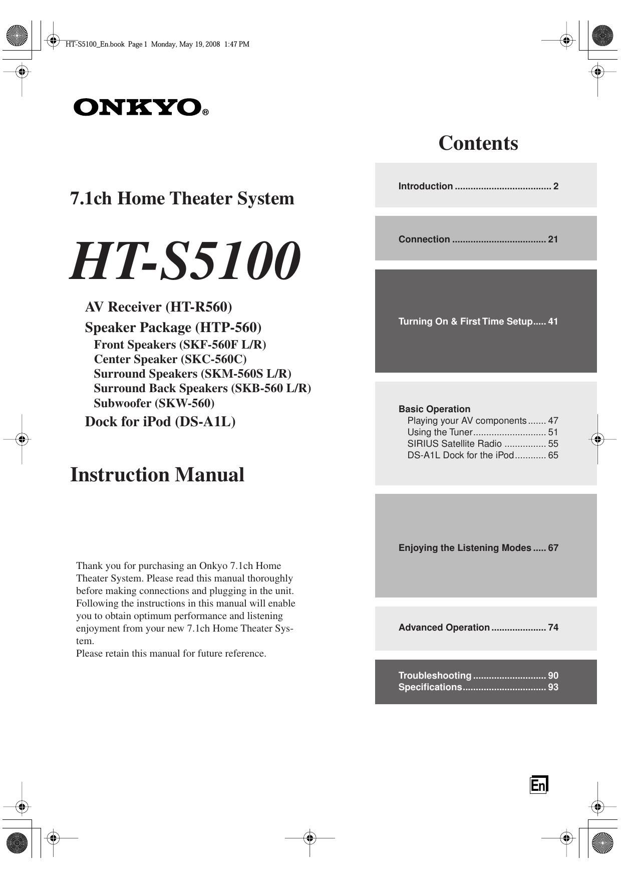 Onkyo HTS 5100 Service Manual