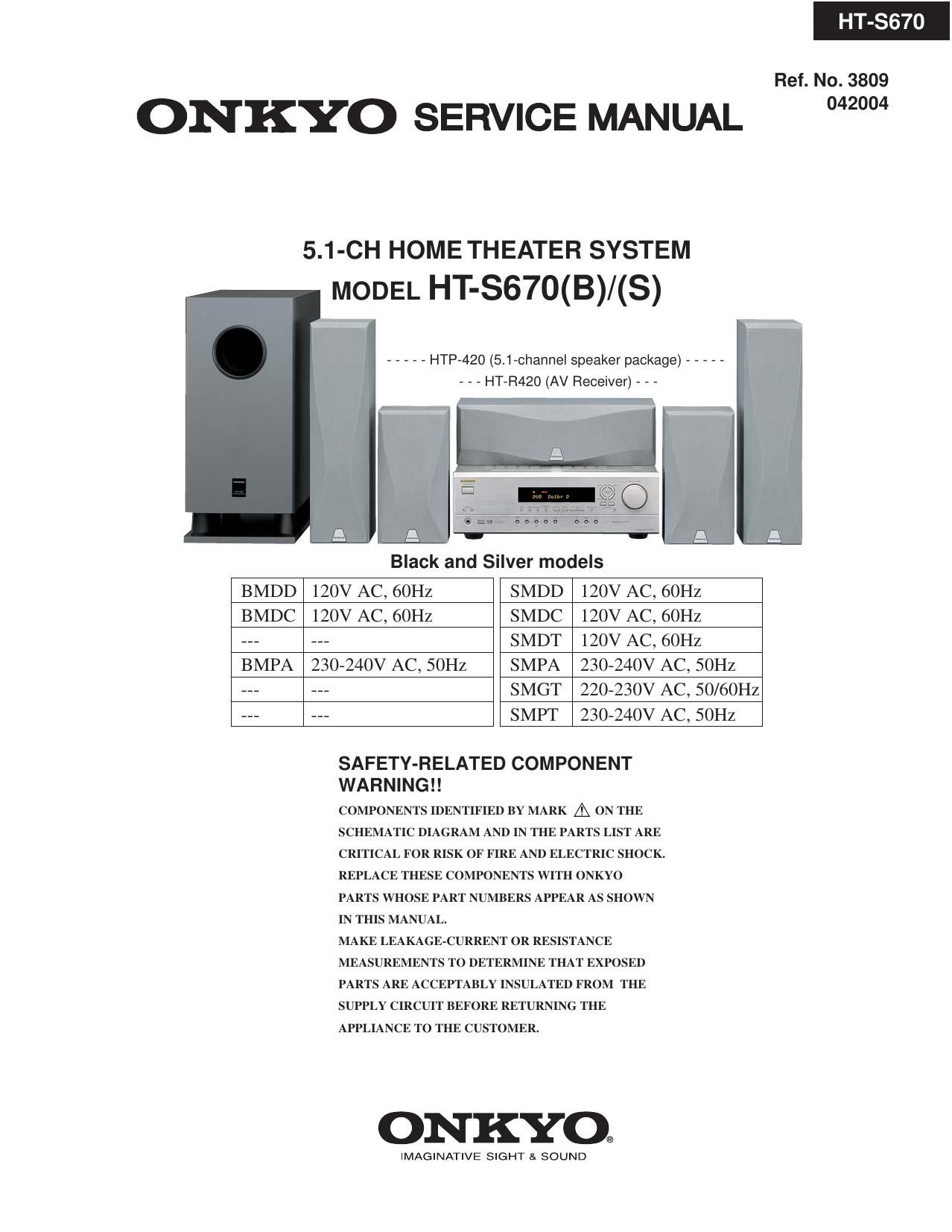 Onkyo HTS 670 Service Manual