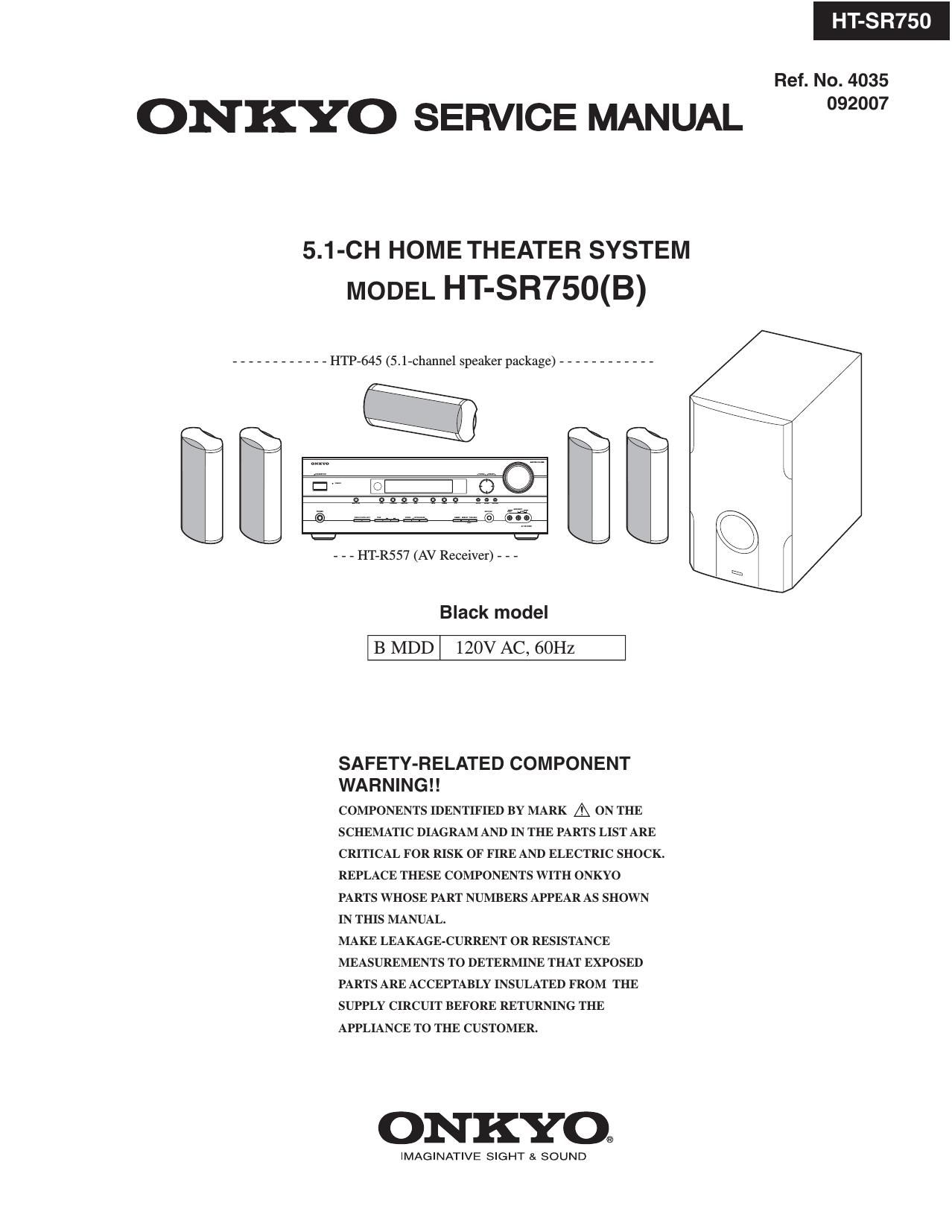 Onkyo HTSR 750 Service Manual