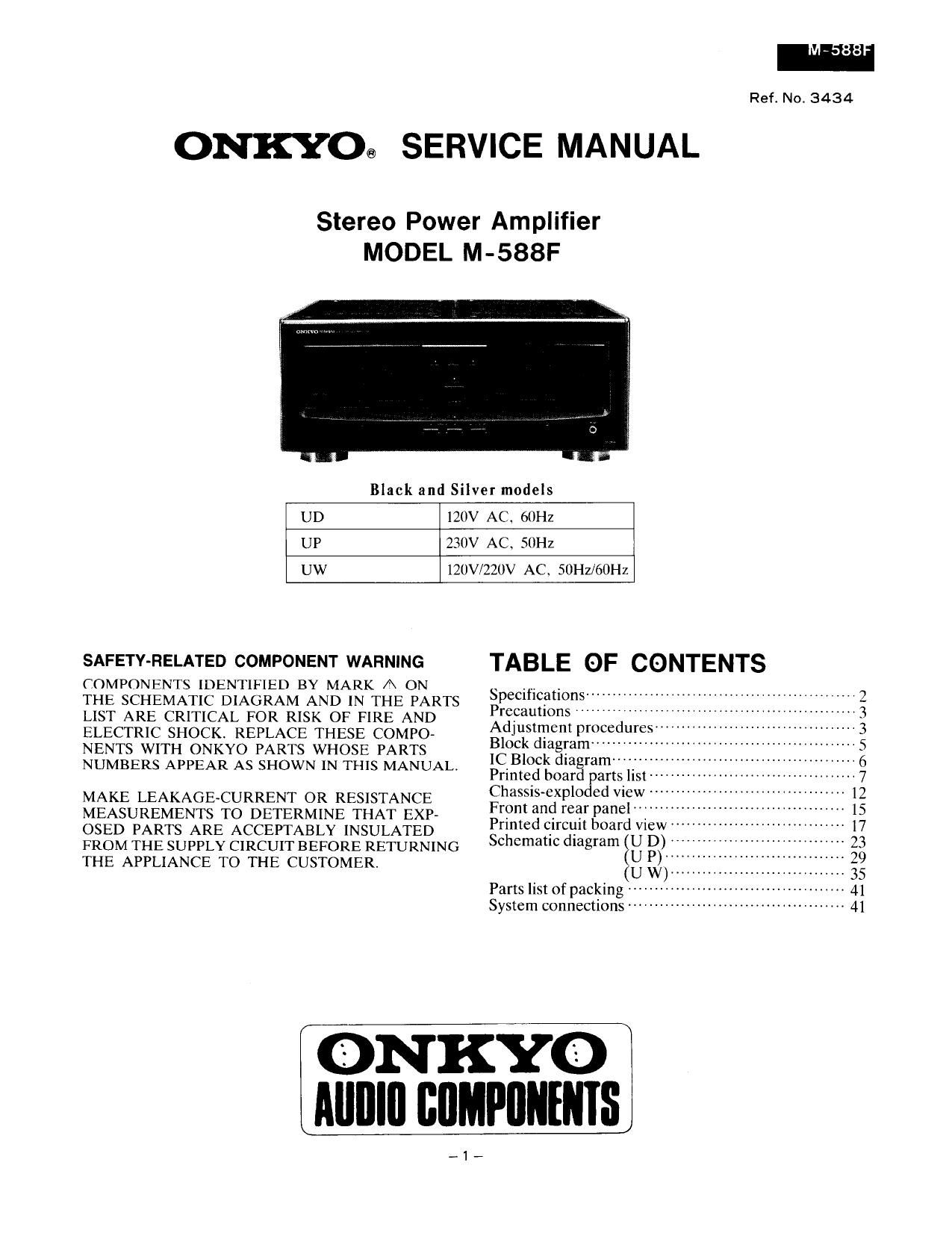 Onkyo Integra M 588F Service Manual