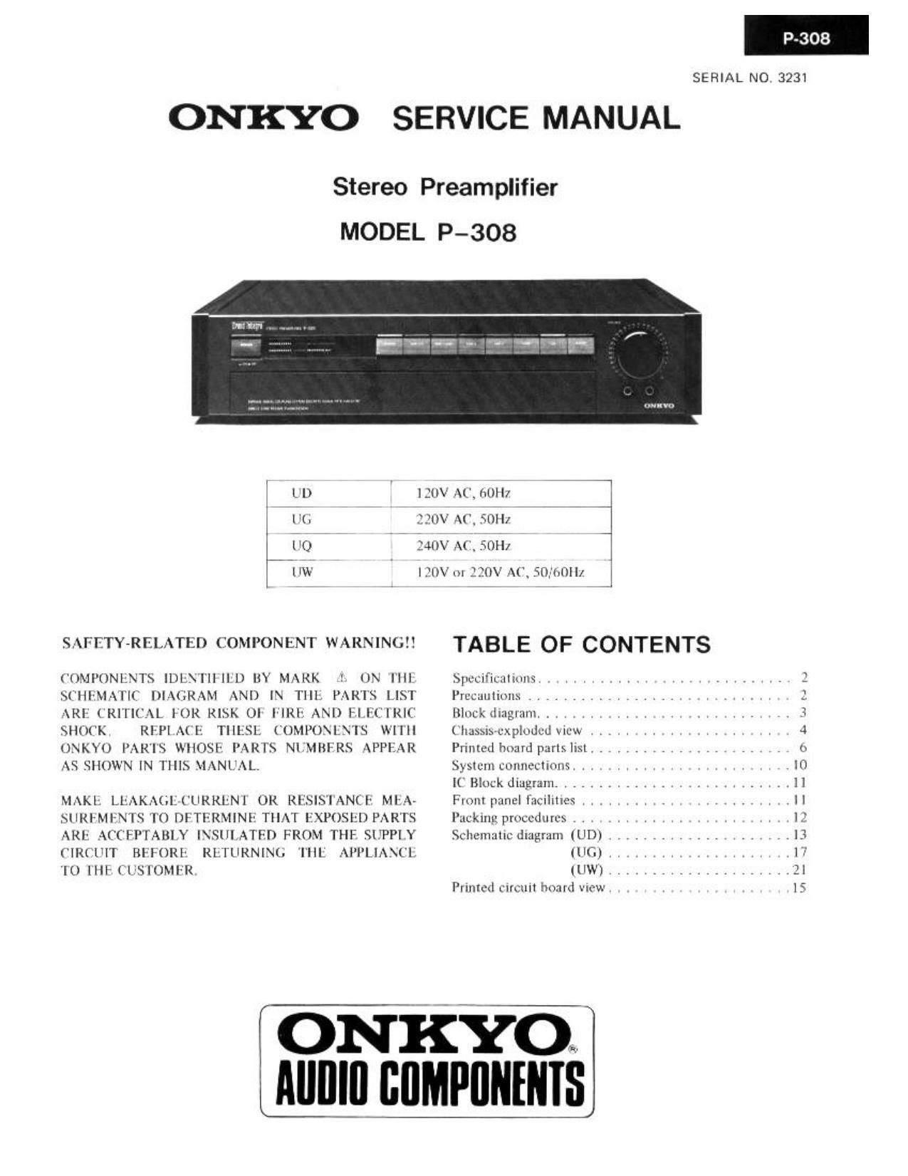 Onkyo Integra P 308 Service Manual