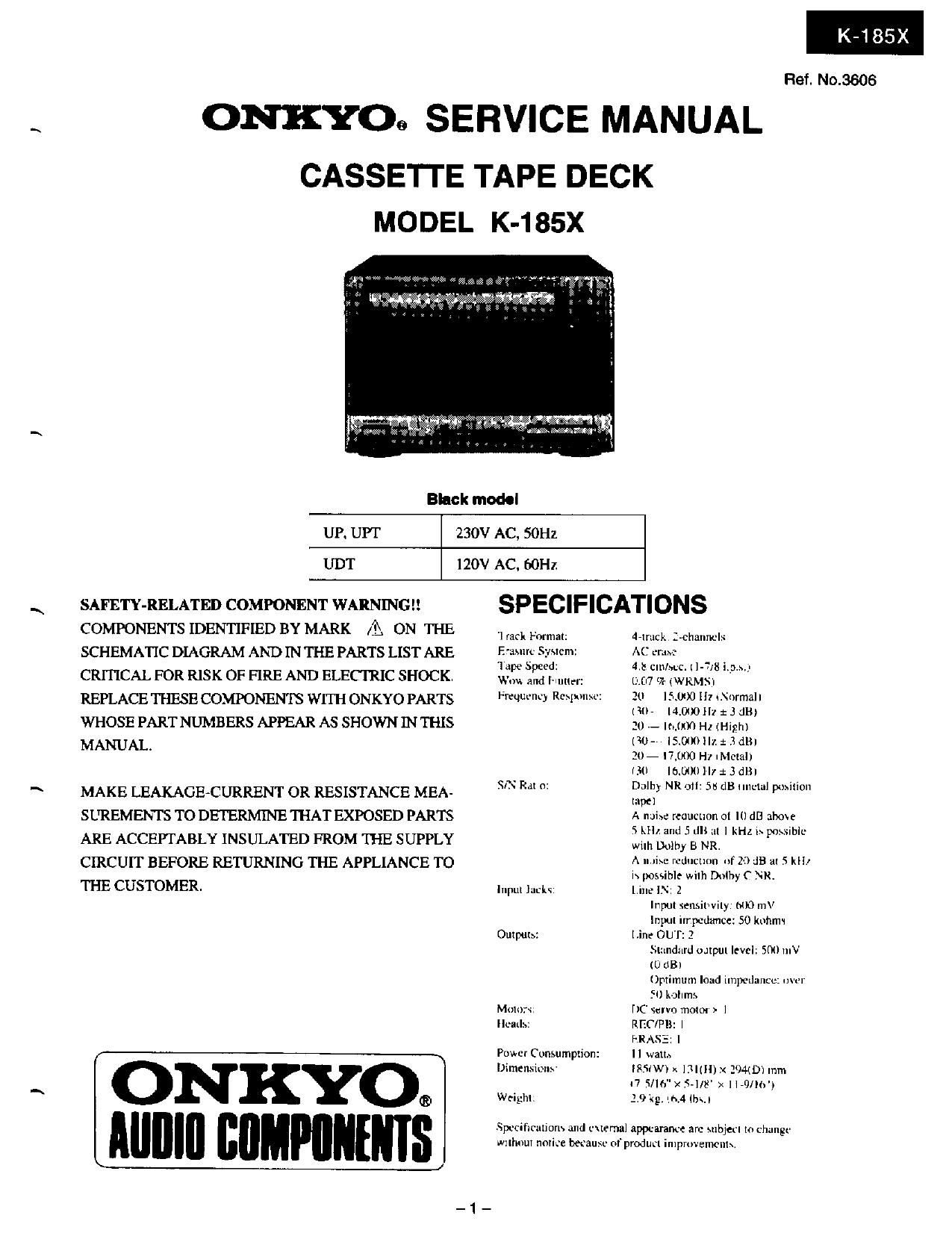 Onkyo K 185 X Service Manual