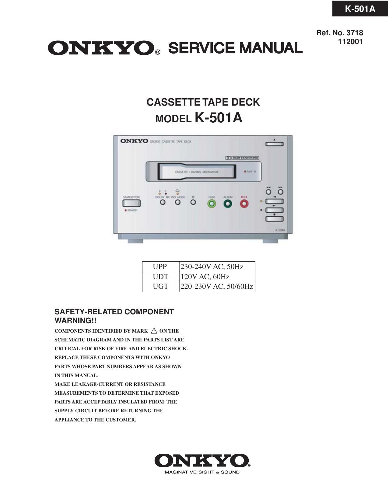 Onkyo K 501 A Service Manual