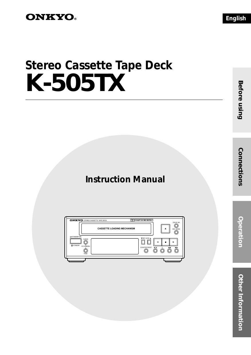 Onkyo K 505 TX Owners Manual