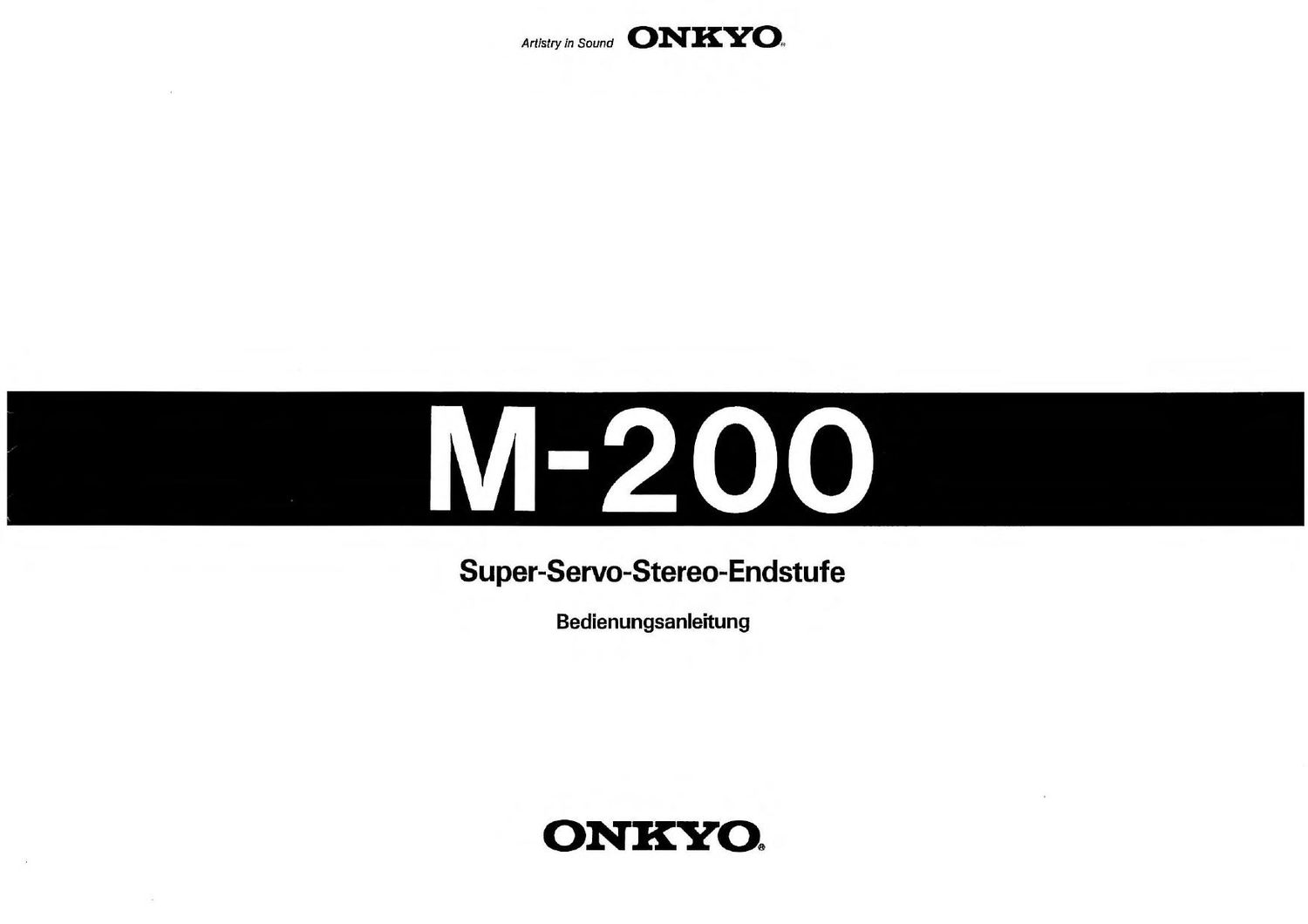 Onkyo M 200 Owners Manual