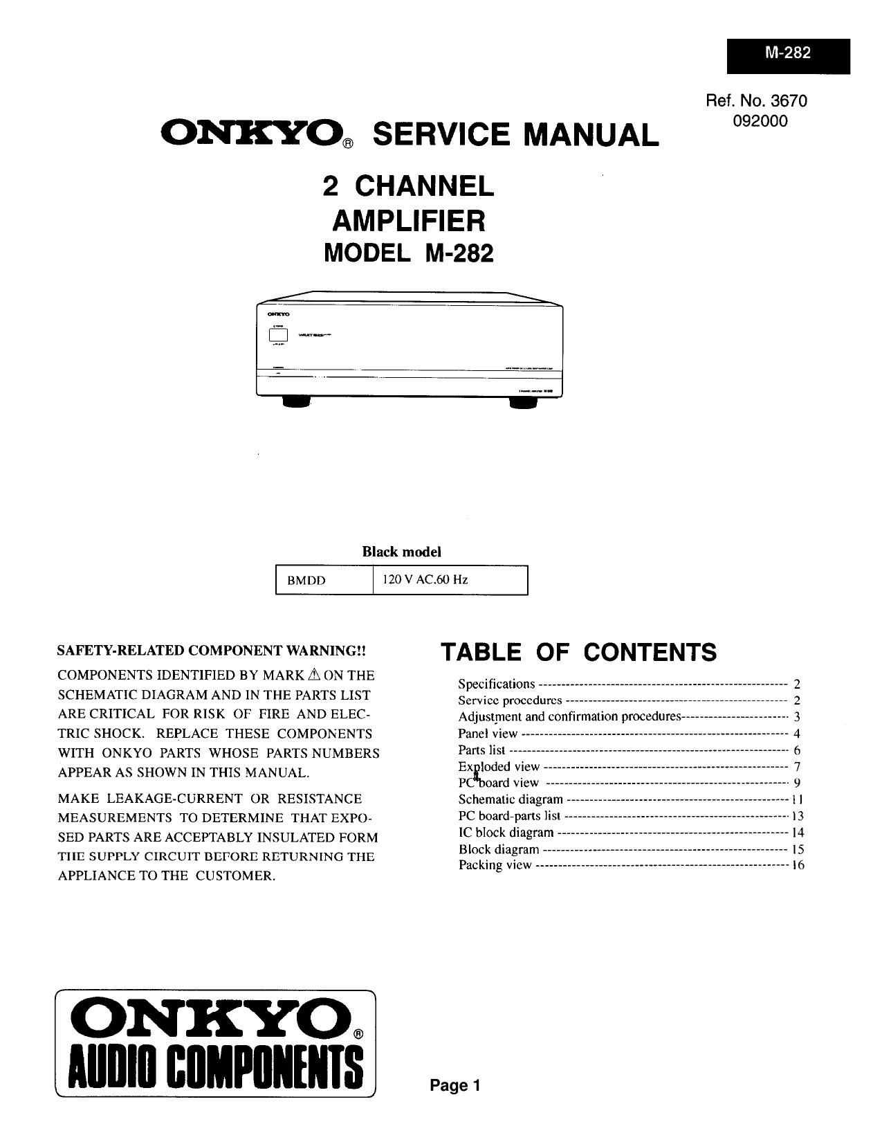 Onkyo M 282 Service Manual