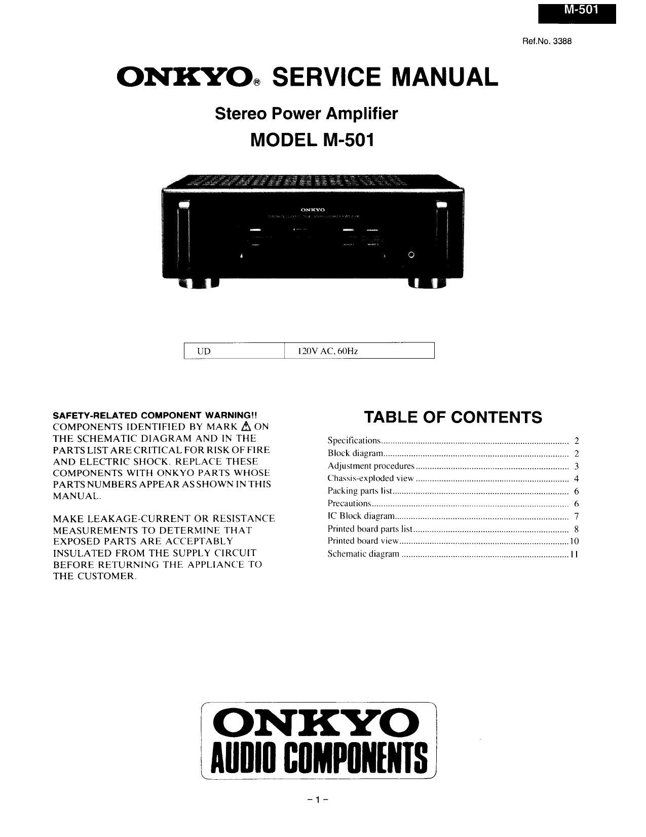 Onkyo M 501 Service Manual