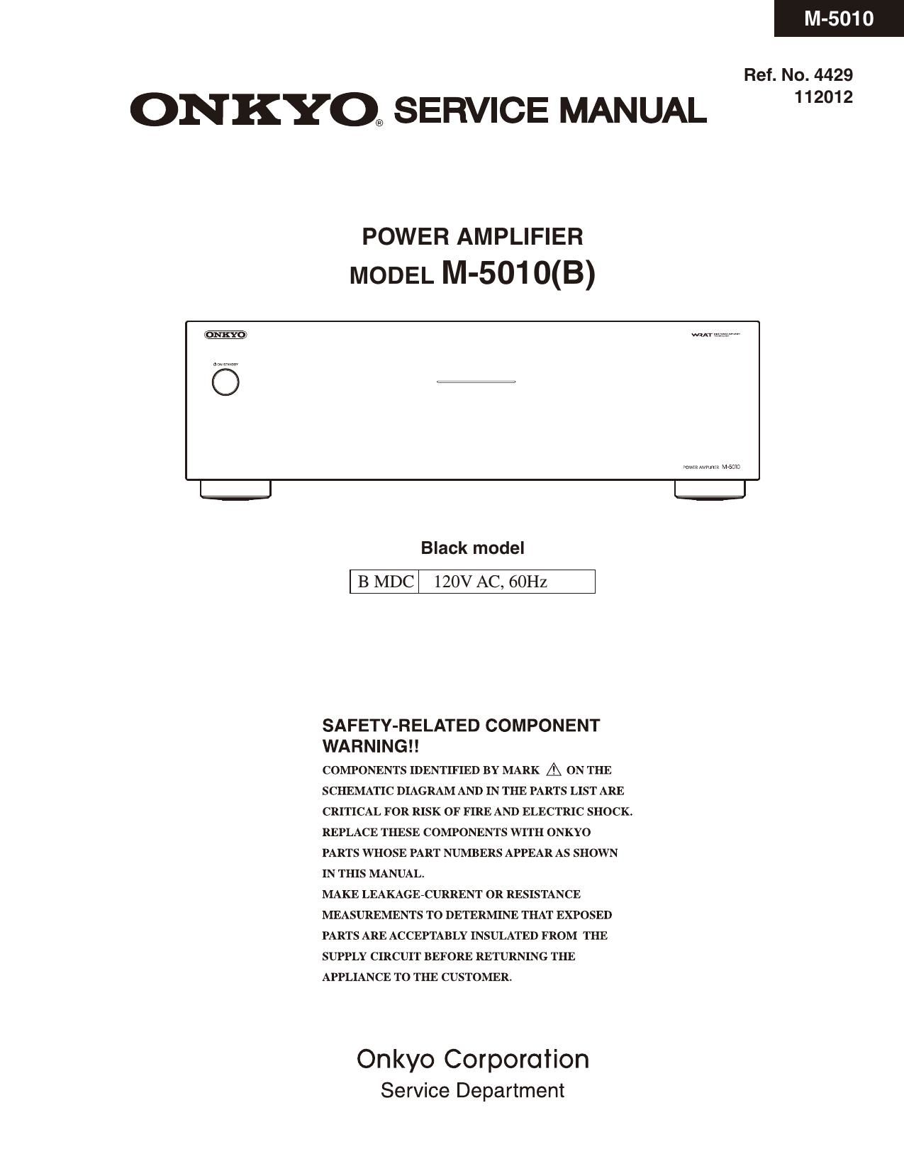 Onkyo M 5010 Service Manual