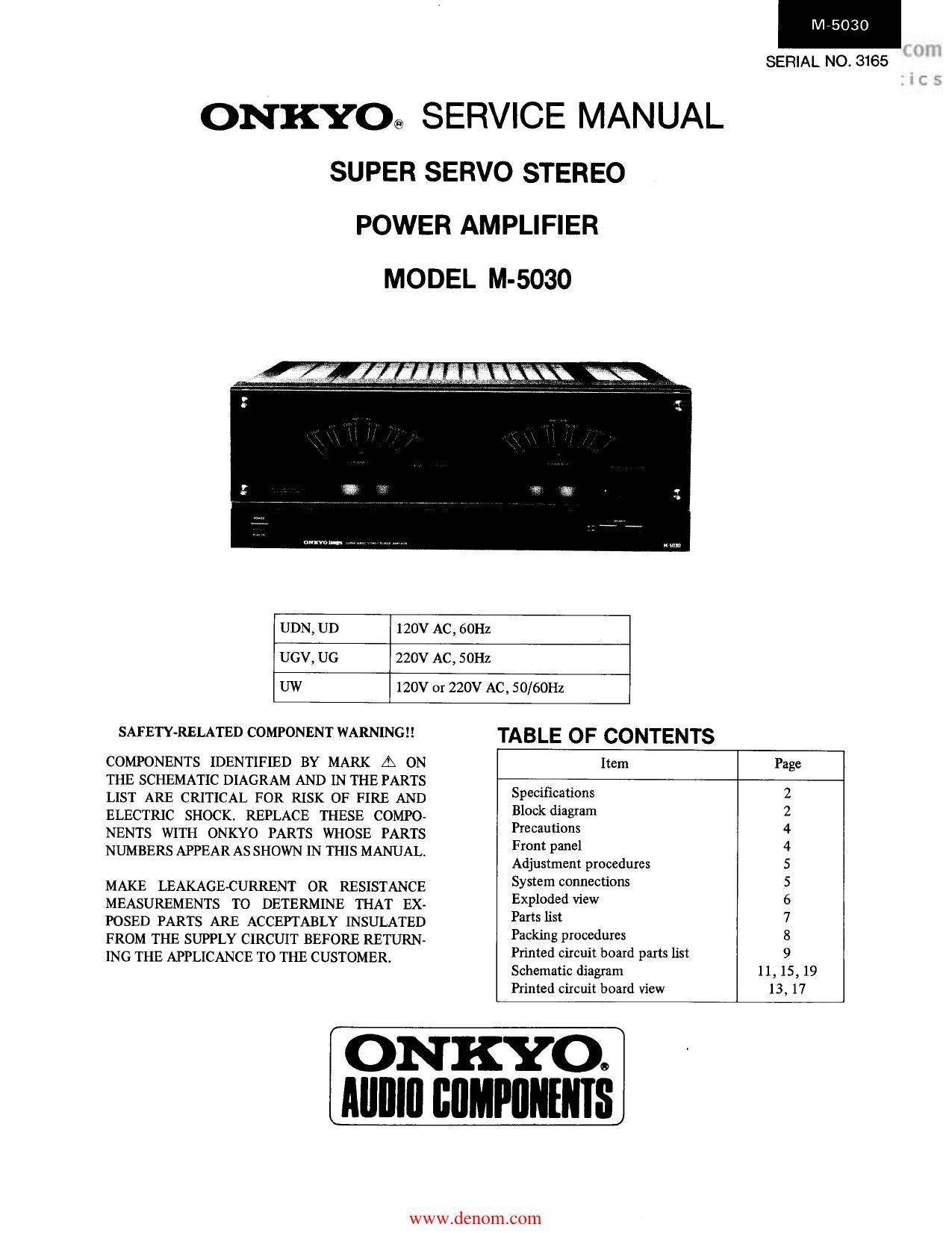 Onkyo M 5030 Service Manual