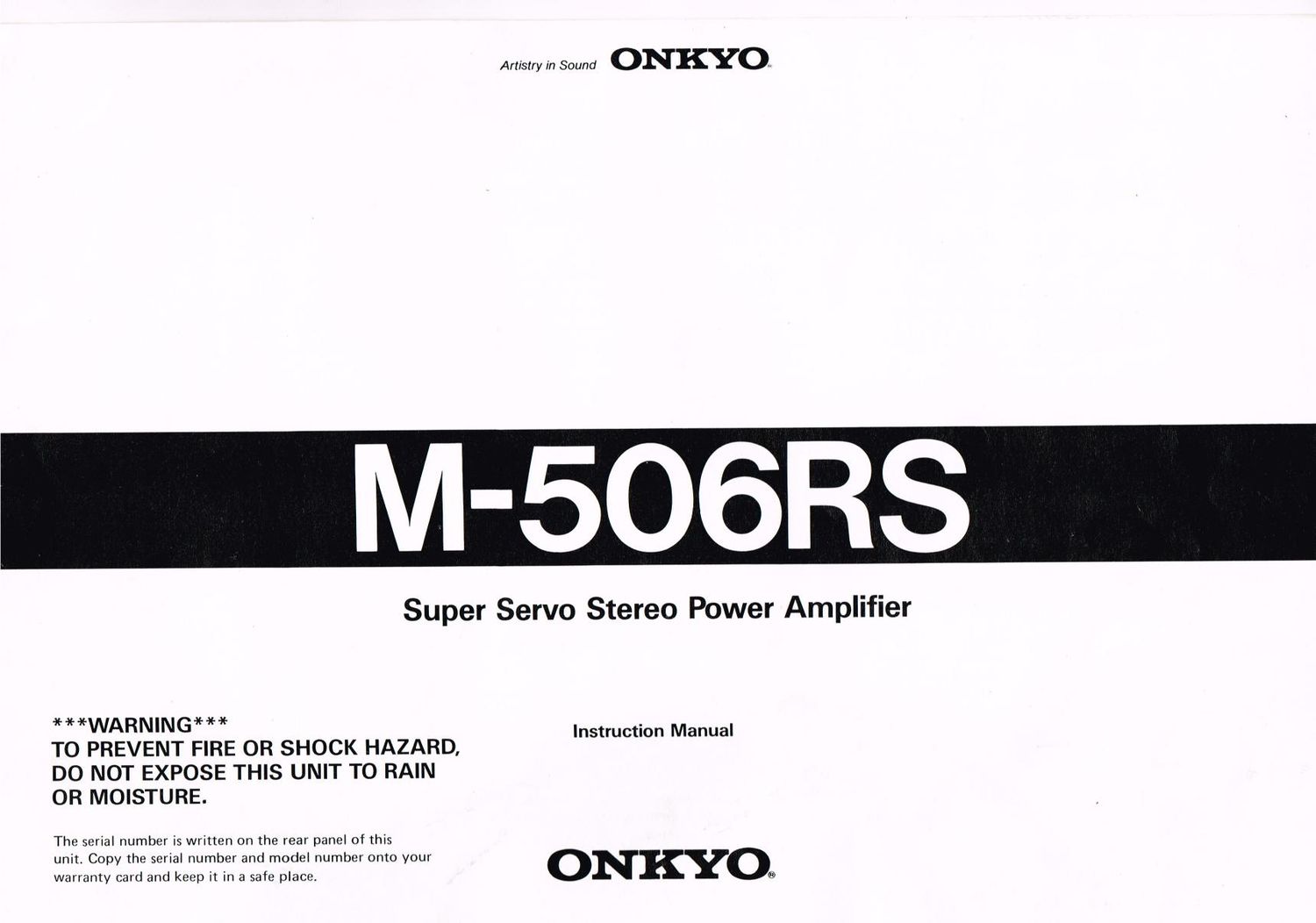 Onkyo M 506 RS Owners Manual