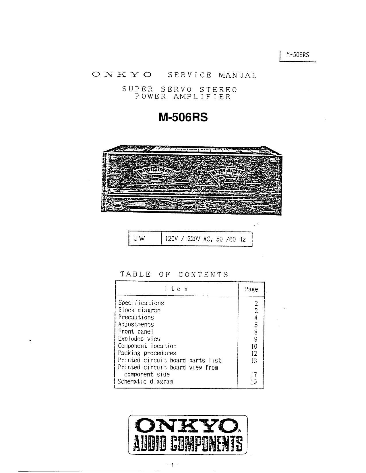 Onkyo M 506 RS Service Manual