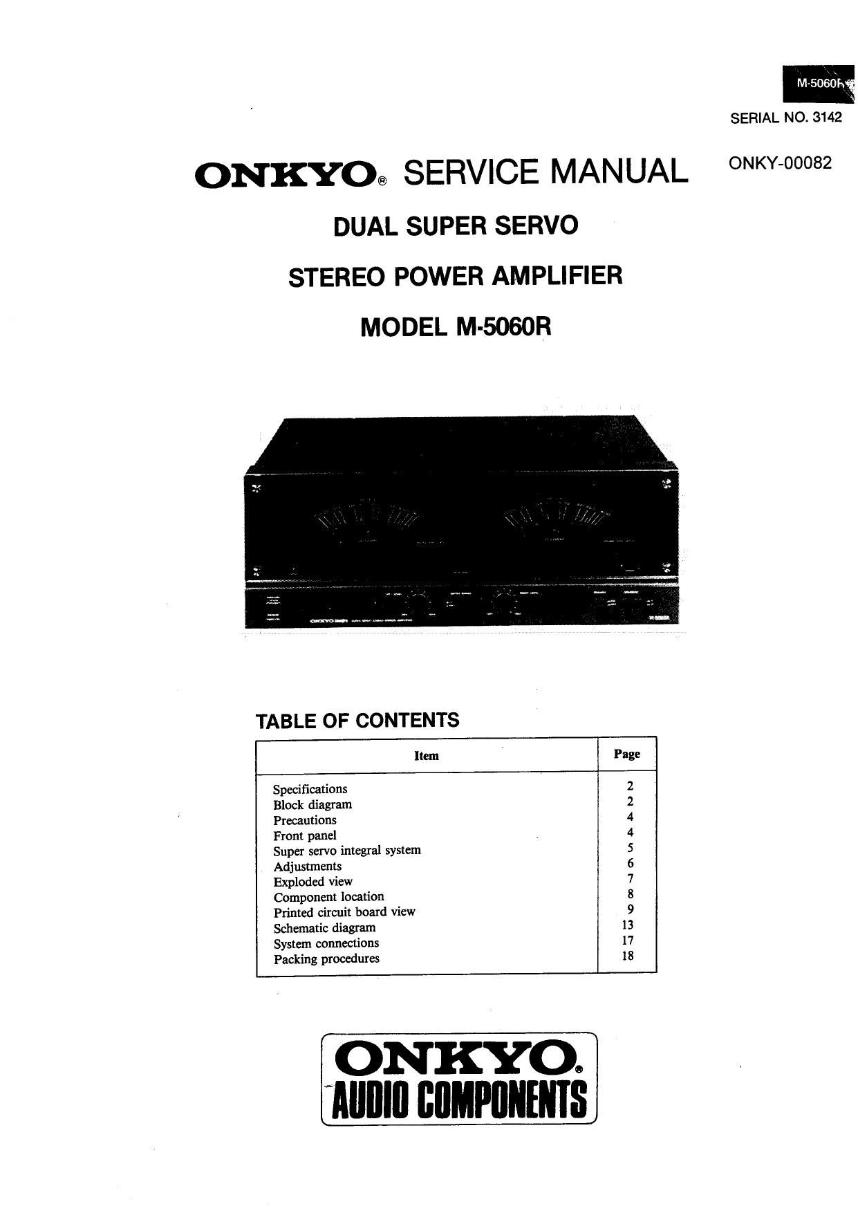 Onkyo M 5060 R Service Manual
