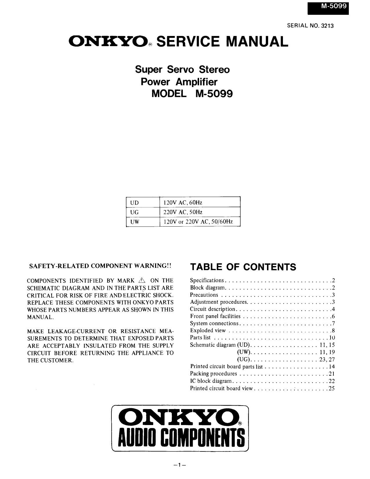 Onkyo M 5099 Service Manual