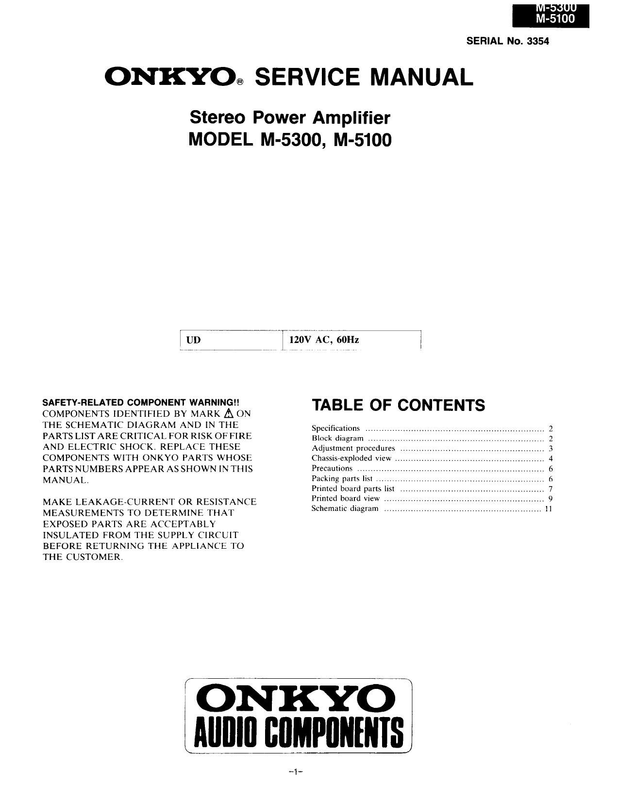 Onkyo M 5100 Service Manual