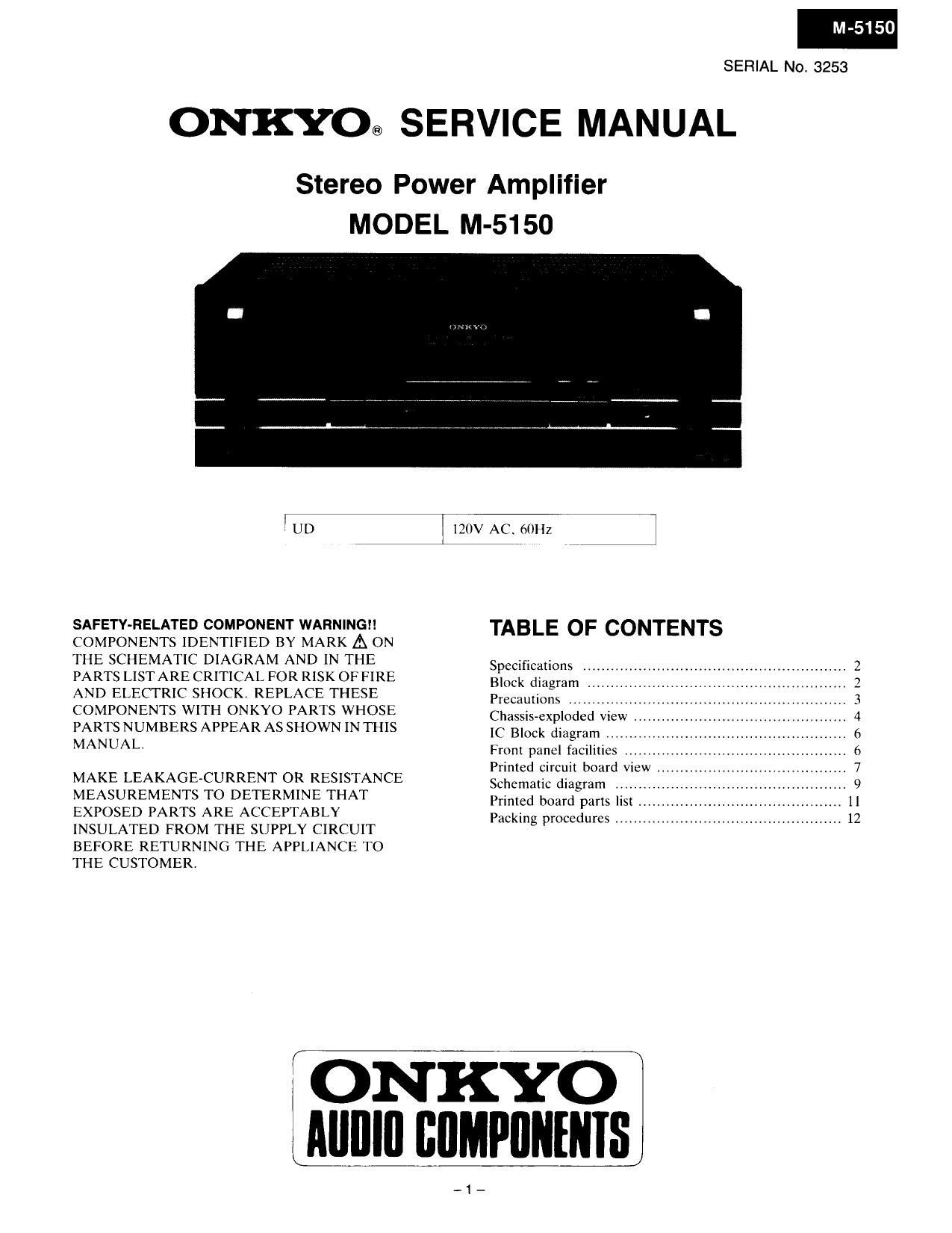 Onkyo M 5150 Service Manual