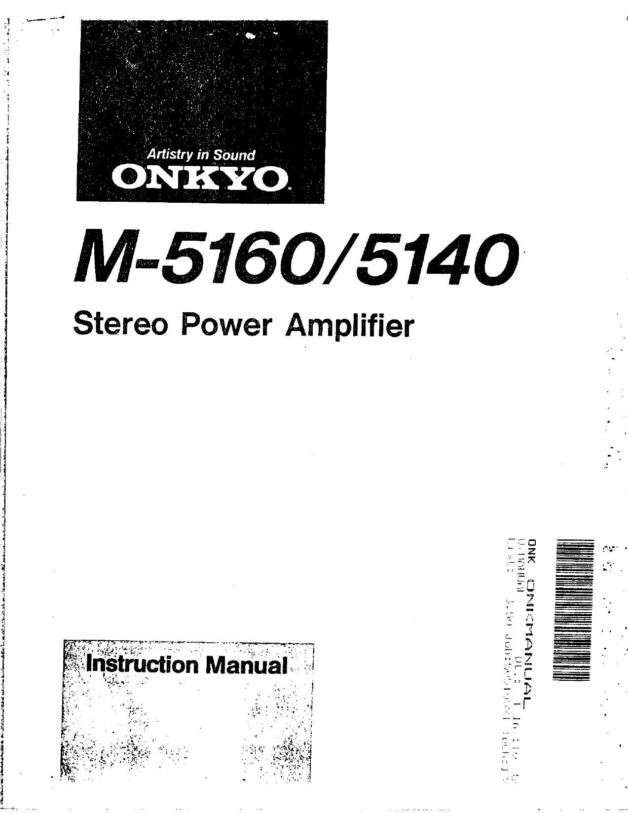 Onkyo M 5160 Owners Manual
