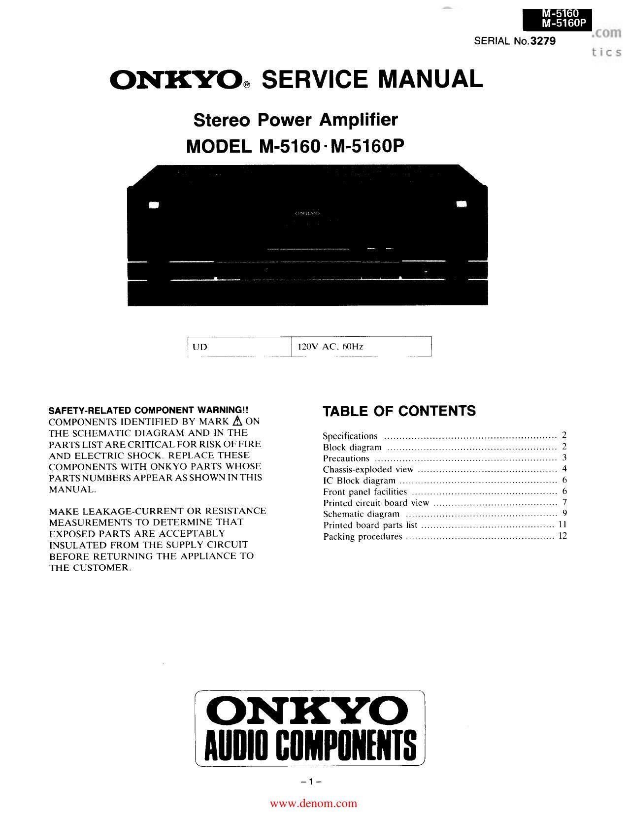 Onkyo M 5160 P Service Manual