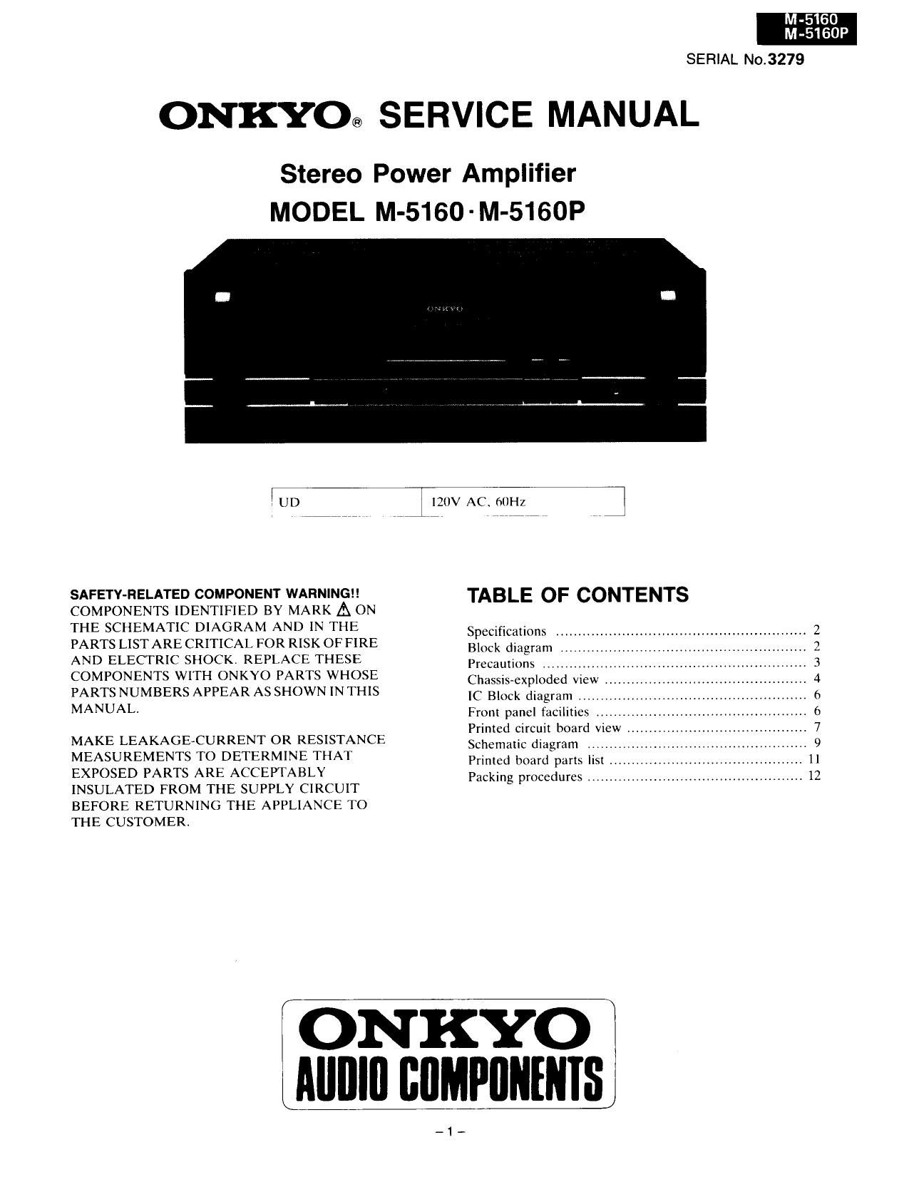 Onkyo M 5160 Service Manual