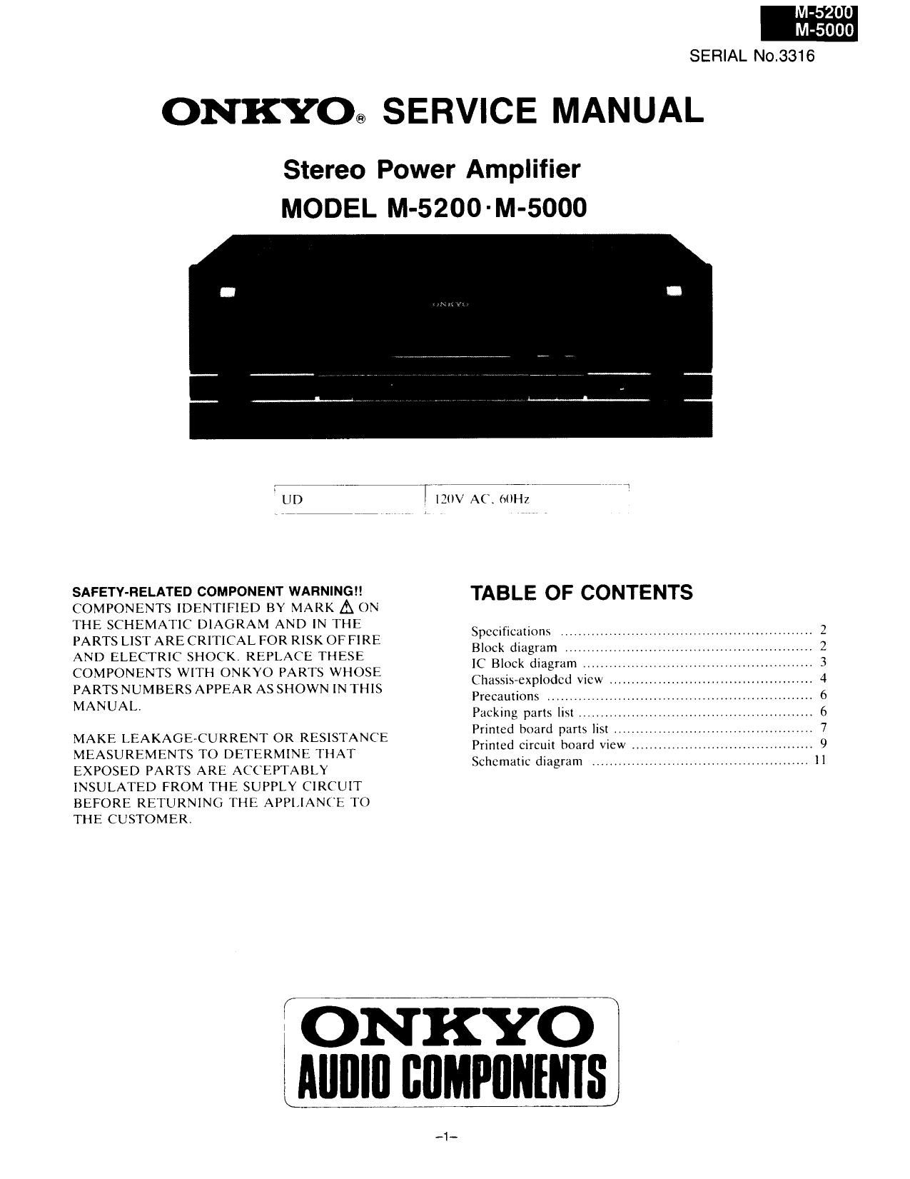 Onkyo M 5200 Service Manual