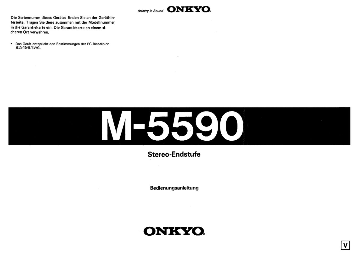 Onkyo M 5590 Owners Manual