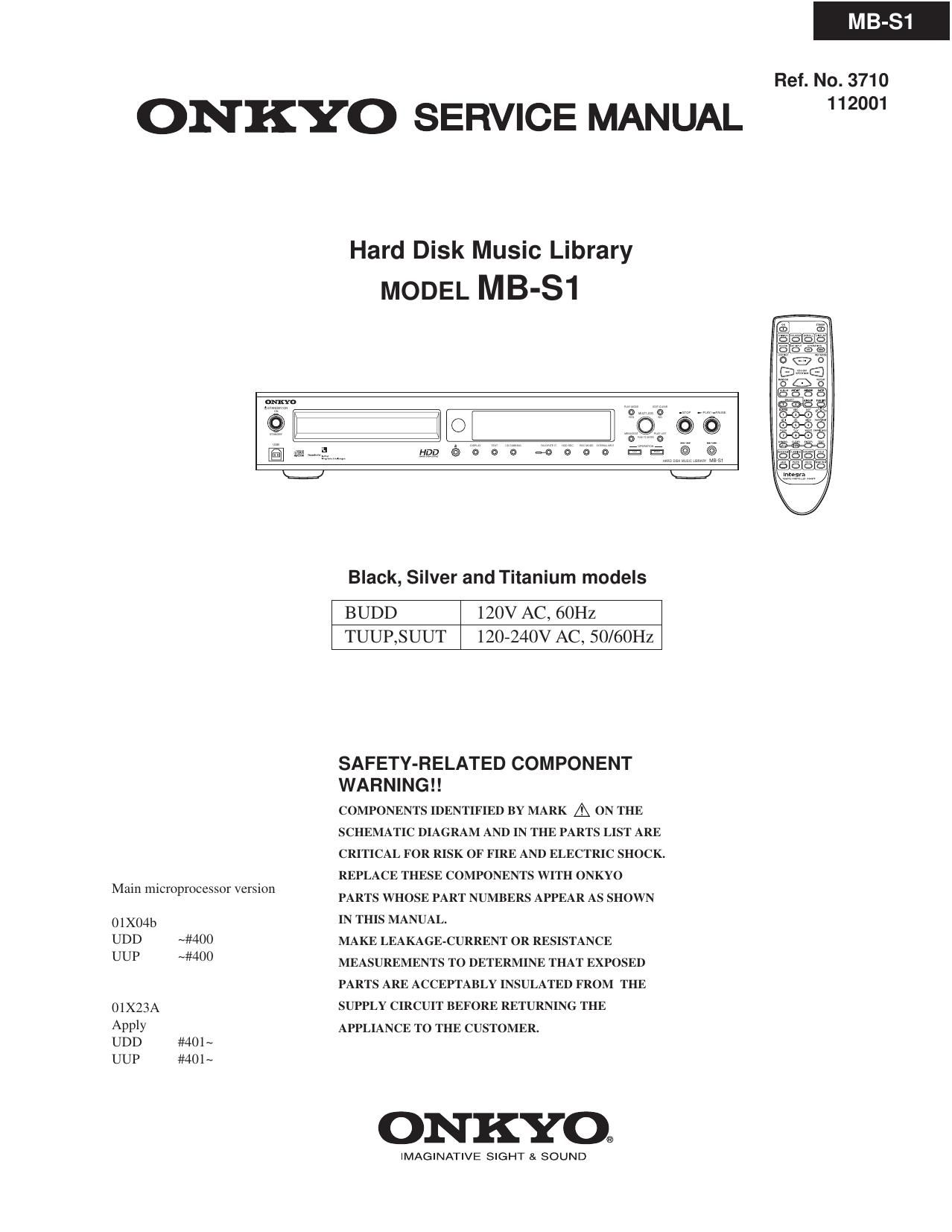 Onkyo MBS 1 Service Manual