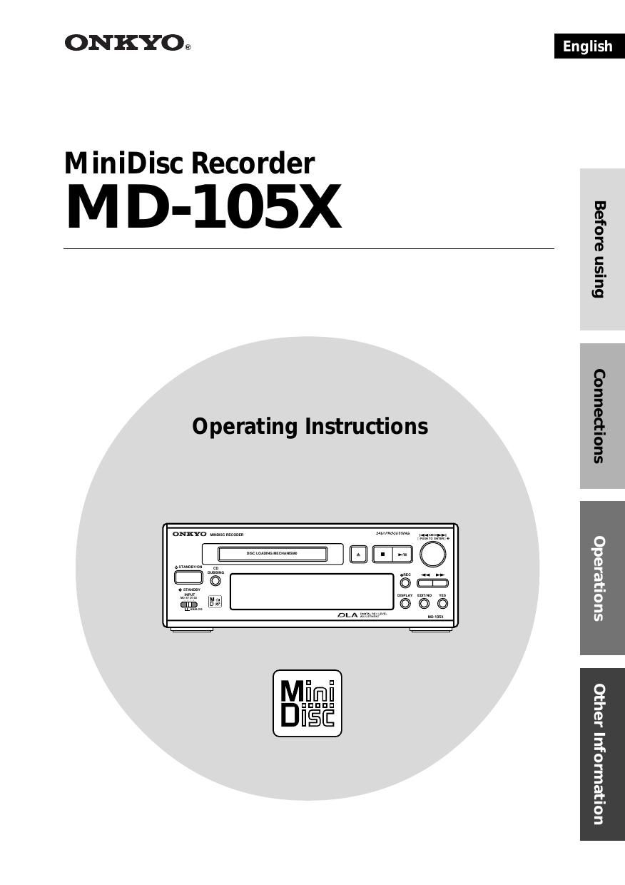 Onkyo MD 105 X Owners Manual