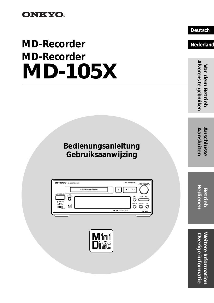 Onkyo MD 105 X Owners Manual 2