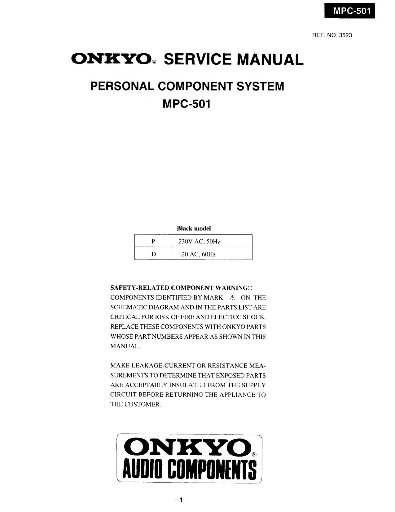 Onkyo MPC 501 Service Manual