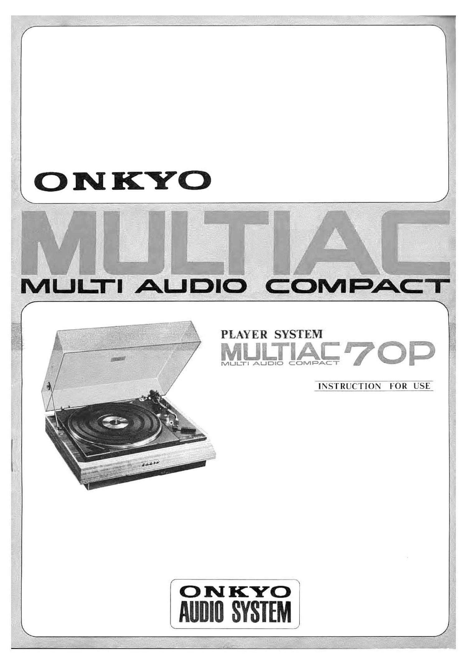 Onkyo MULTIAC 70 P Owners Manual