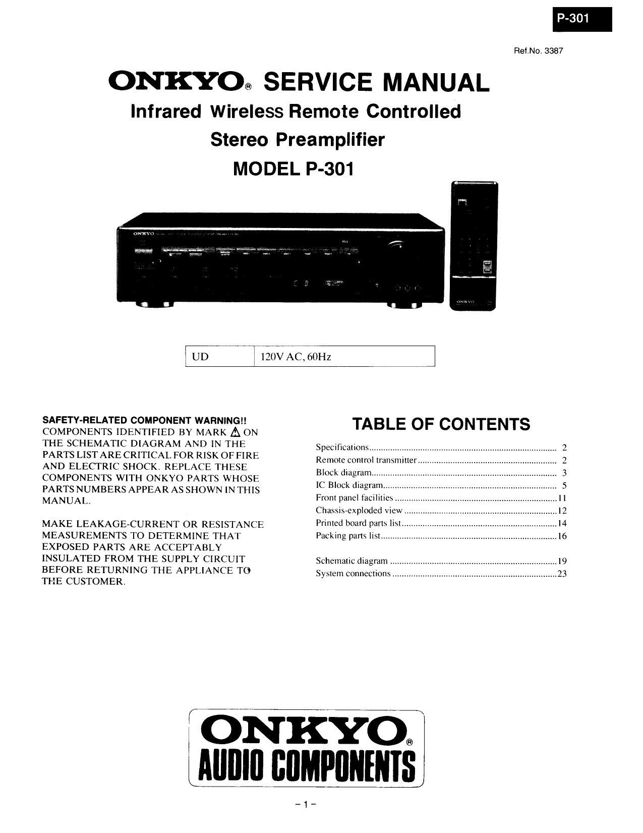Onkyo P 301 Service Manual