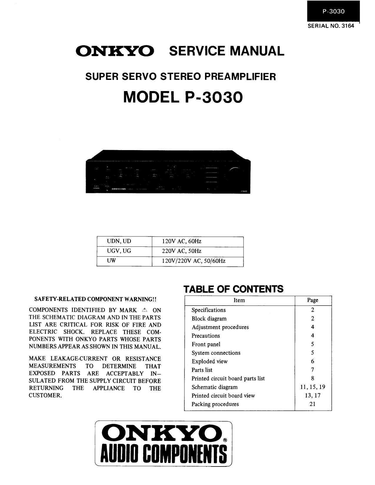 Onkyo P 3030 Service Manual