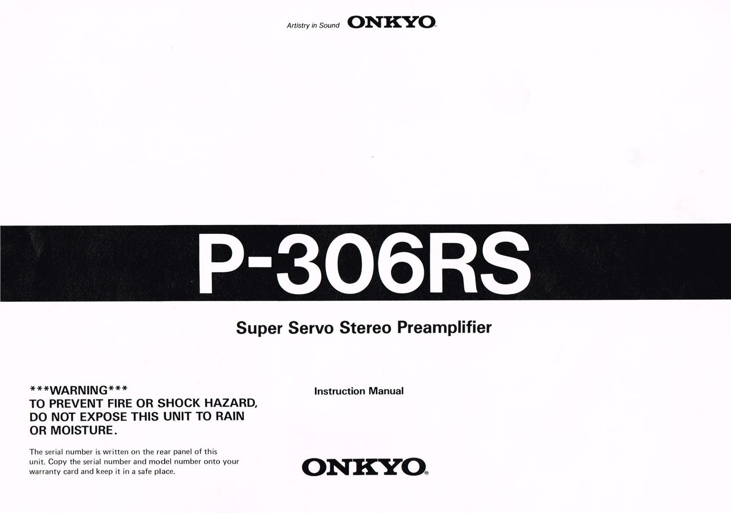 Onkyo P 306 RS Owners Manual