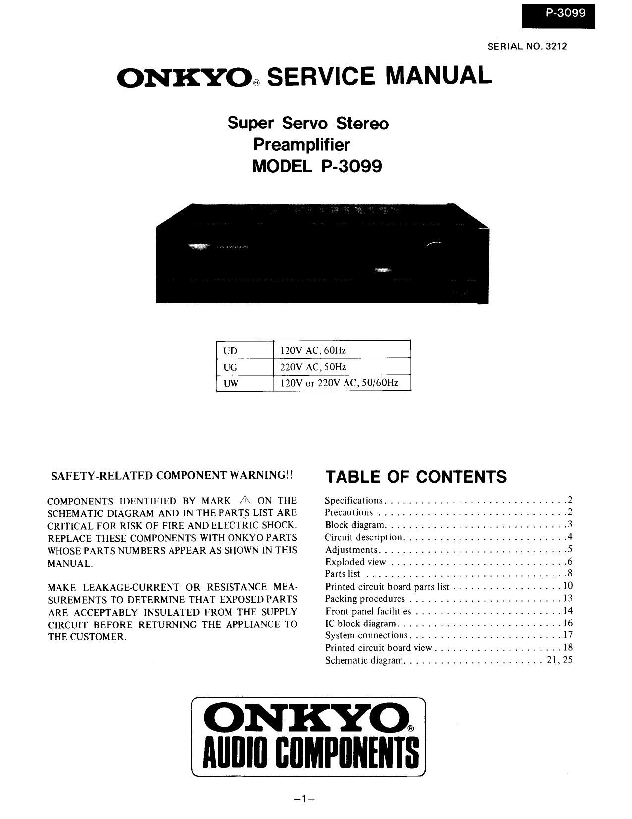 Onkyo P 3099 Service Manual