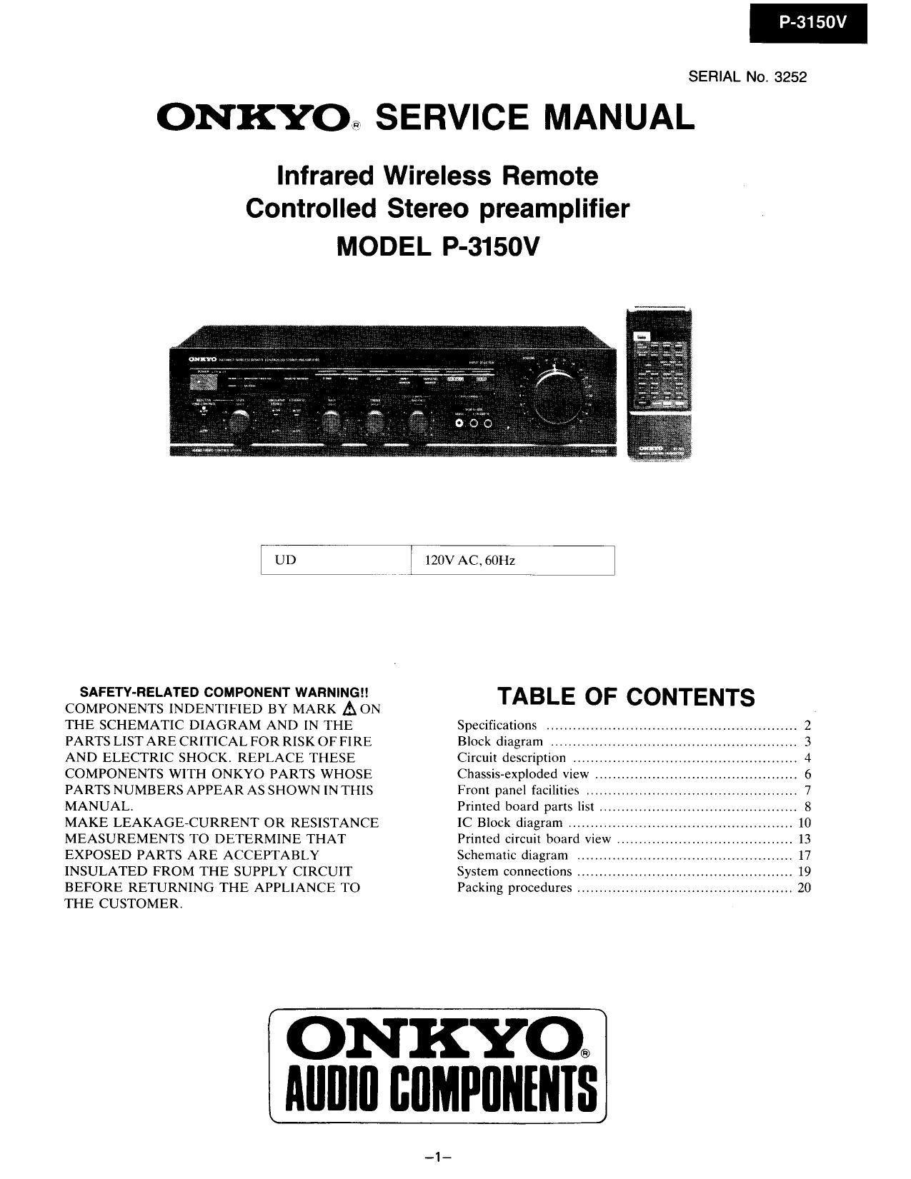 Onkyo P 3150 V Service Manual