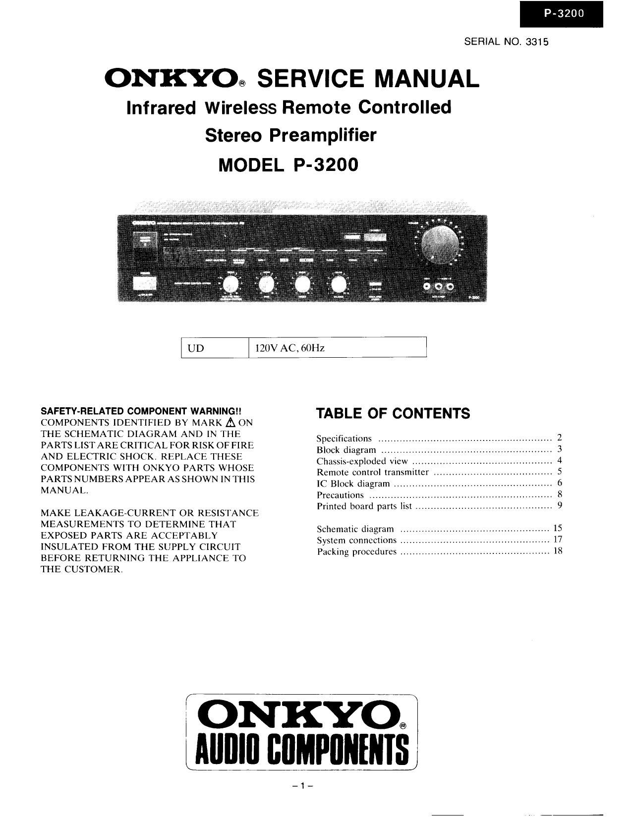 Onkyo P 3200 Service Manual