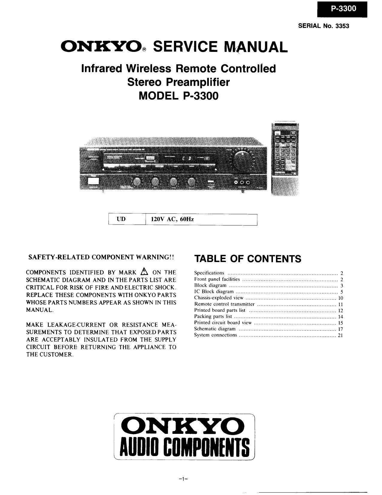 Onkyo P 3300 Service Manual