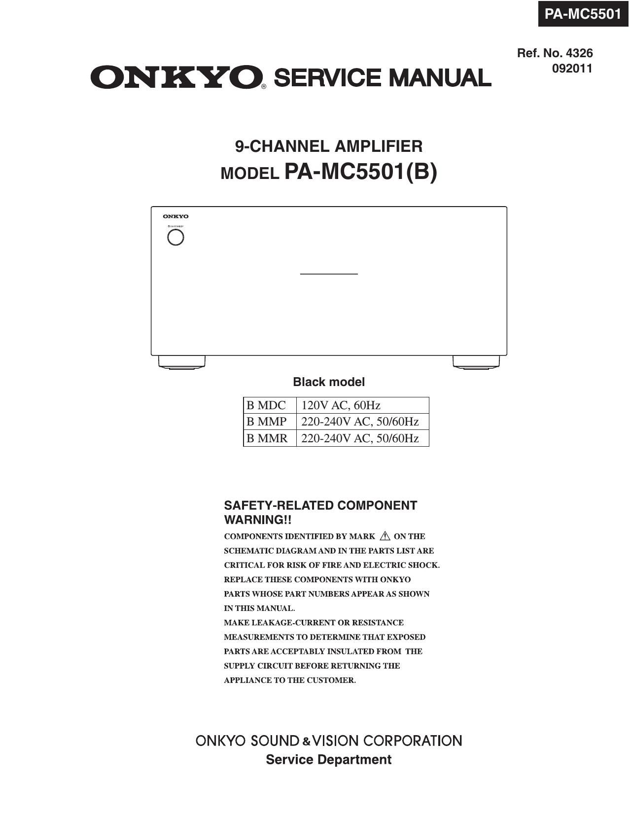 Onkyo PAMC 5501 Service Manual