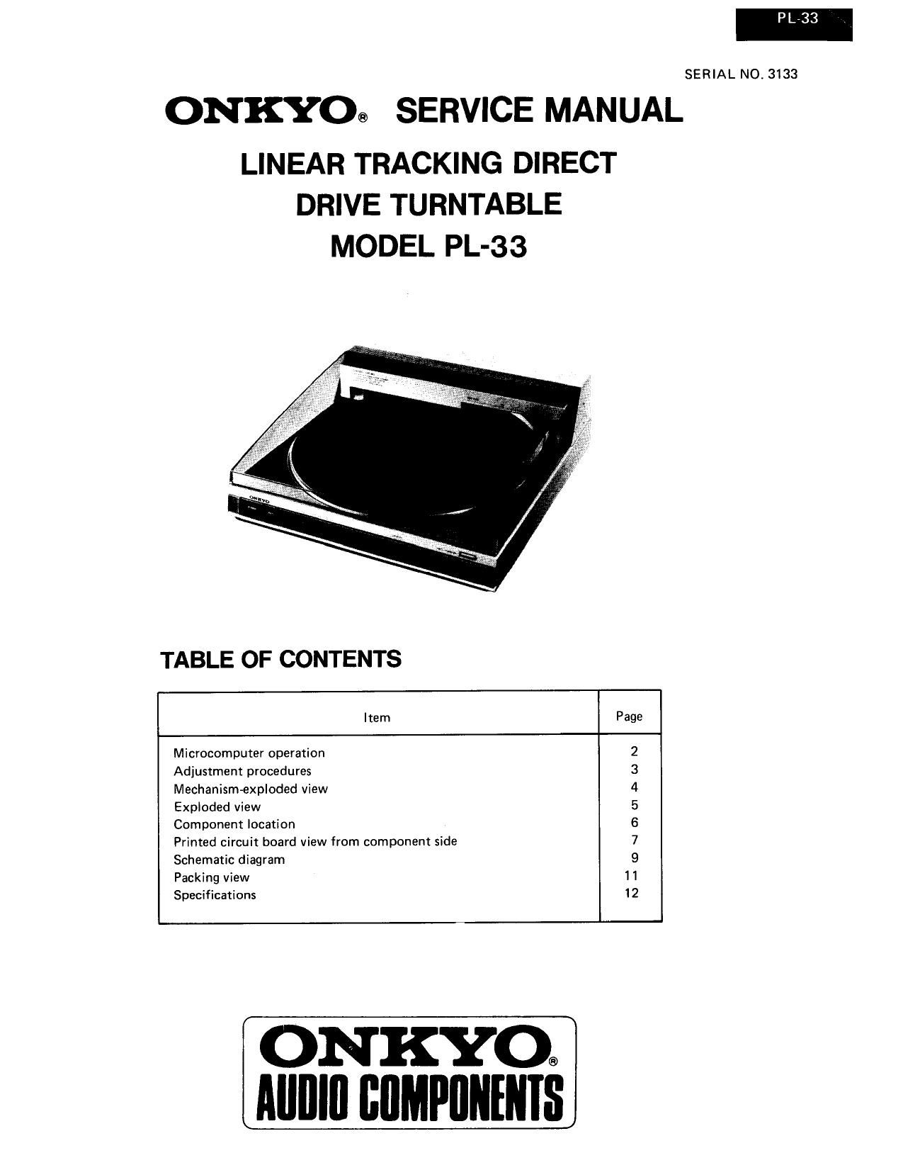 Onkyo PL 33 Service Manual