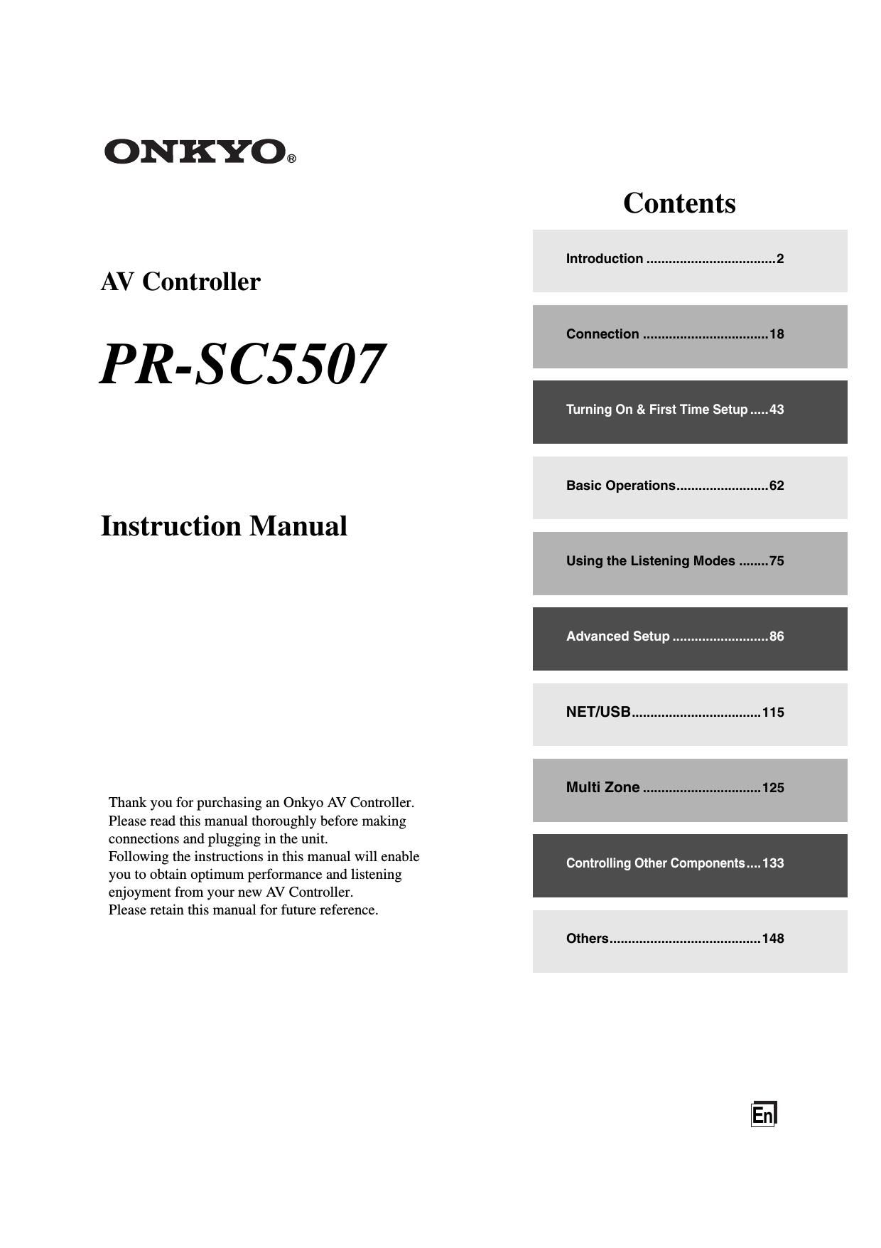 Onkyo PRSC 5507 Owners Manual