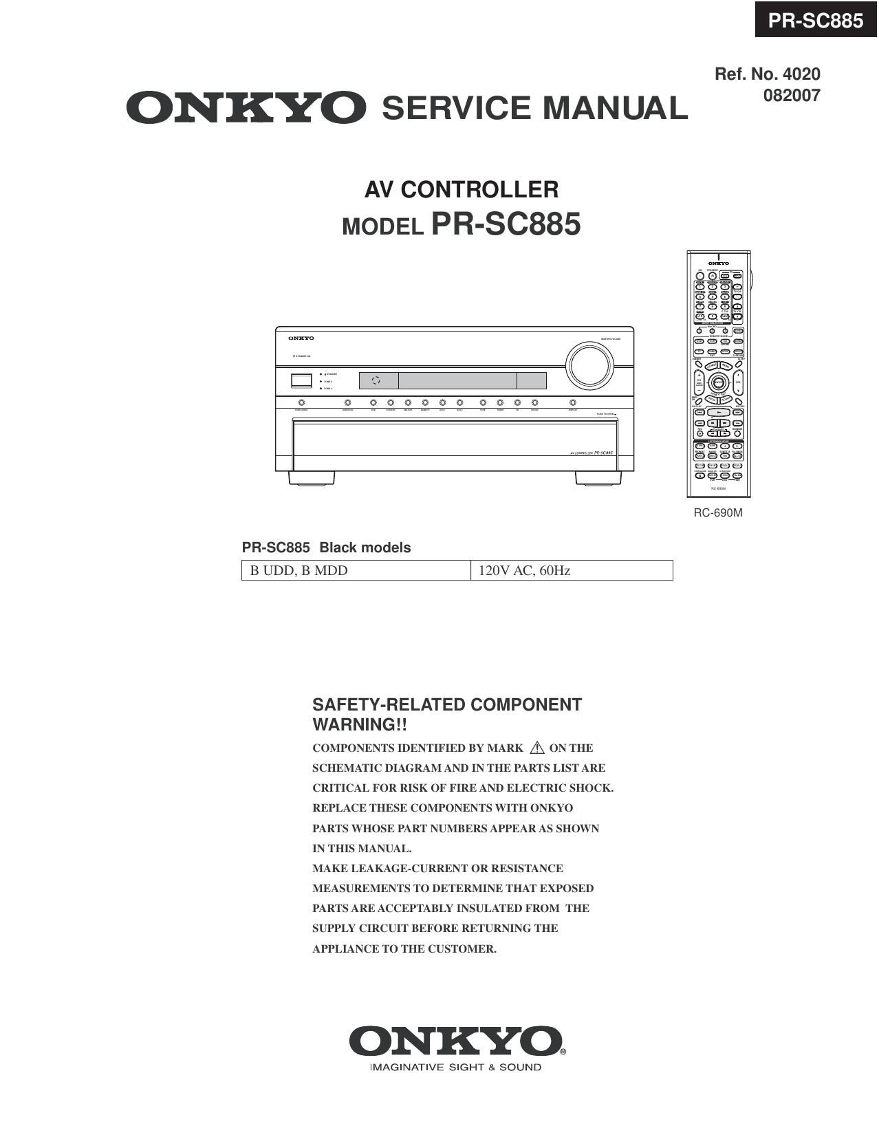 Onkyo PRSC 885 Service Manual