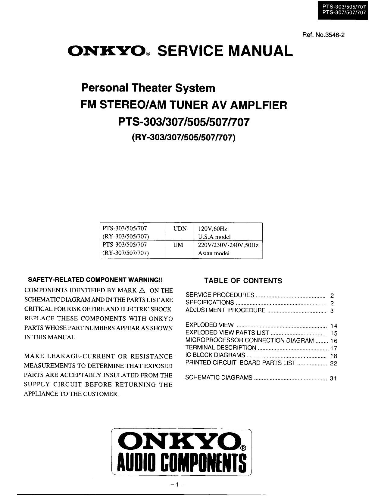 Onkyo PTS 303 Service Manual