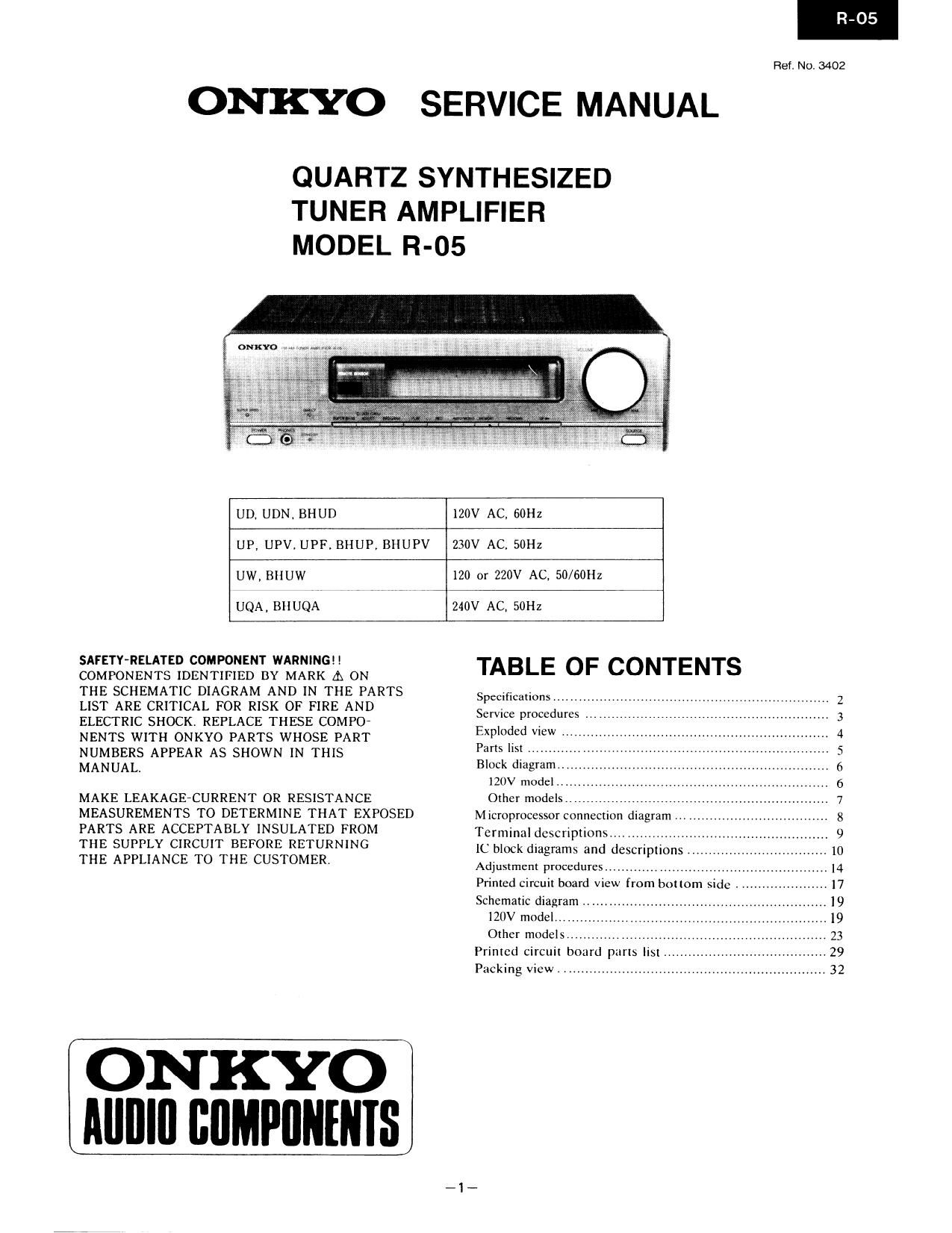 Onkyo R 05 Service Manual