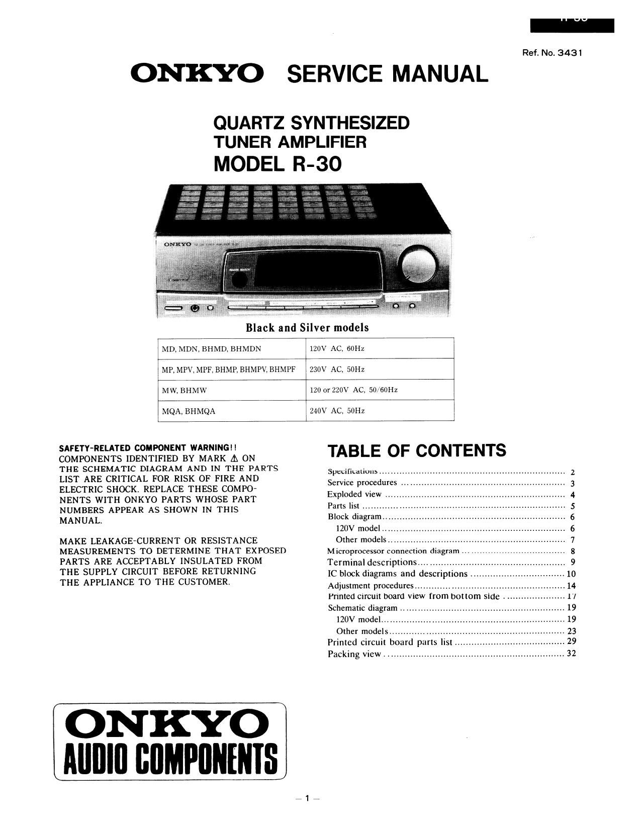 Onkyo R 30 Service Manual